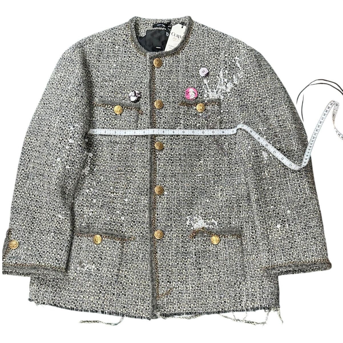 R13 R13 Slouch Embellished Tweed Jacket Gray Oversized Size M Size M / US 6-8 / IT 42-44 - 5 Thumbnail