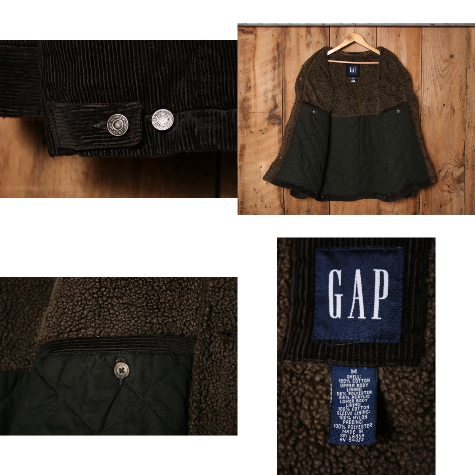 Gap VINTAGE Gap Jacket Corduroy Sherpa Lined Brown Mens M Coat (Fits M/L) Size US M / EU 48-50 / 2 - 8 Thumbnail