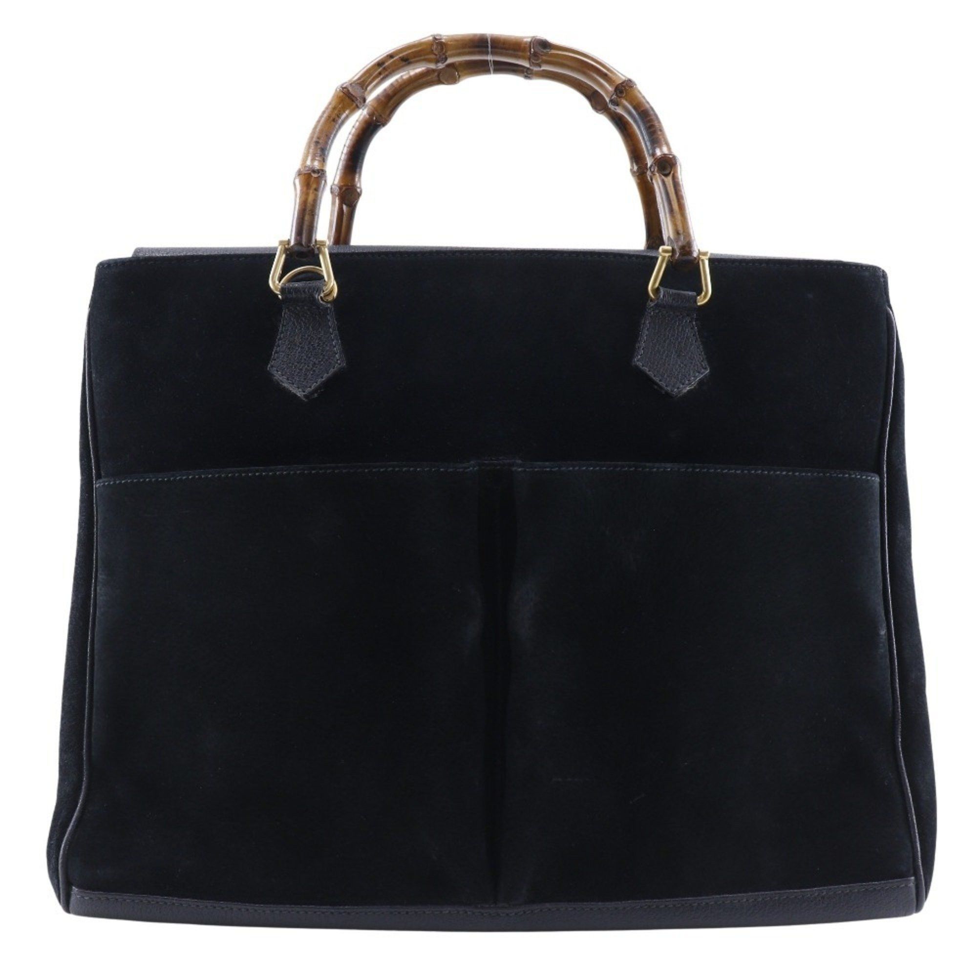 Gucci GUCCI Bamboo Tote Bag Old Gucci Suede Black Flap Bang Boot Women's Size ONE SIZE - 1 Thumbnail