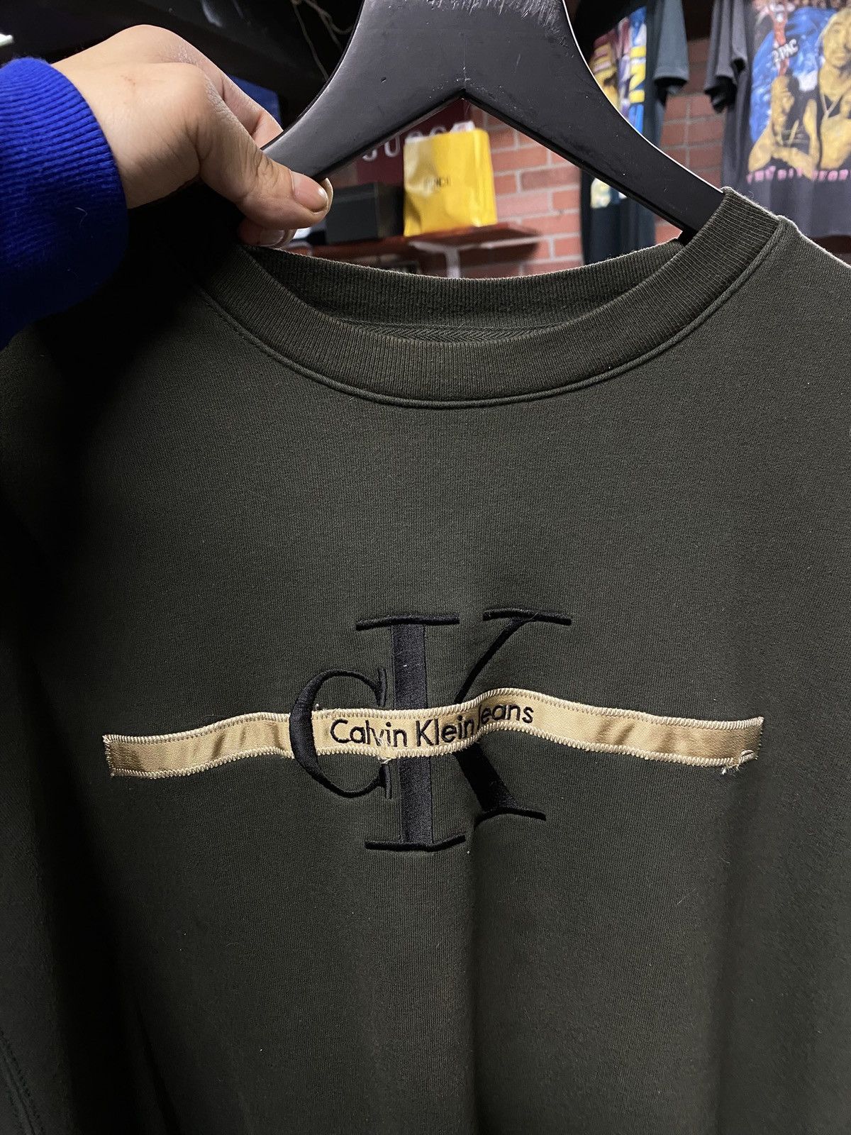 Calvin Klein × Vintage Vintage Calvin Klein Green Mens Crewneck XLarge Size US XL / EU 56 / 4 - 2 Thumbnail