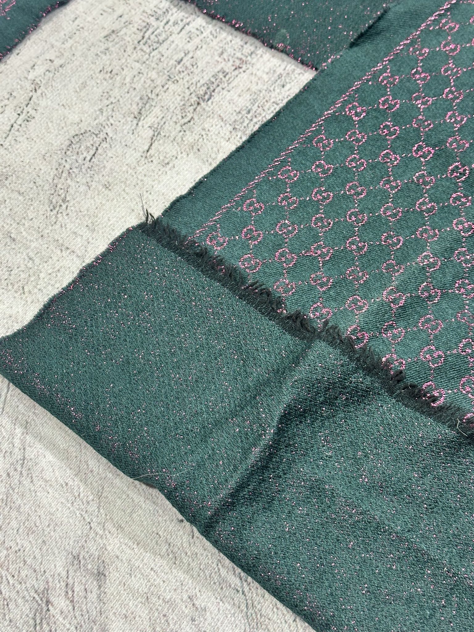 Gucci Gucci Scarf GG Monogram Pattern Green and Pink Size ONE SIZE - 4 Thumbnail