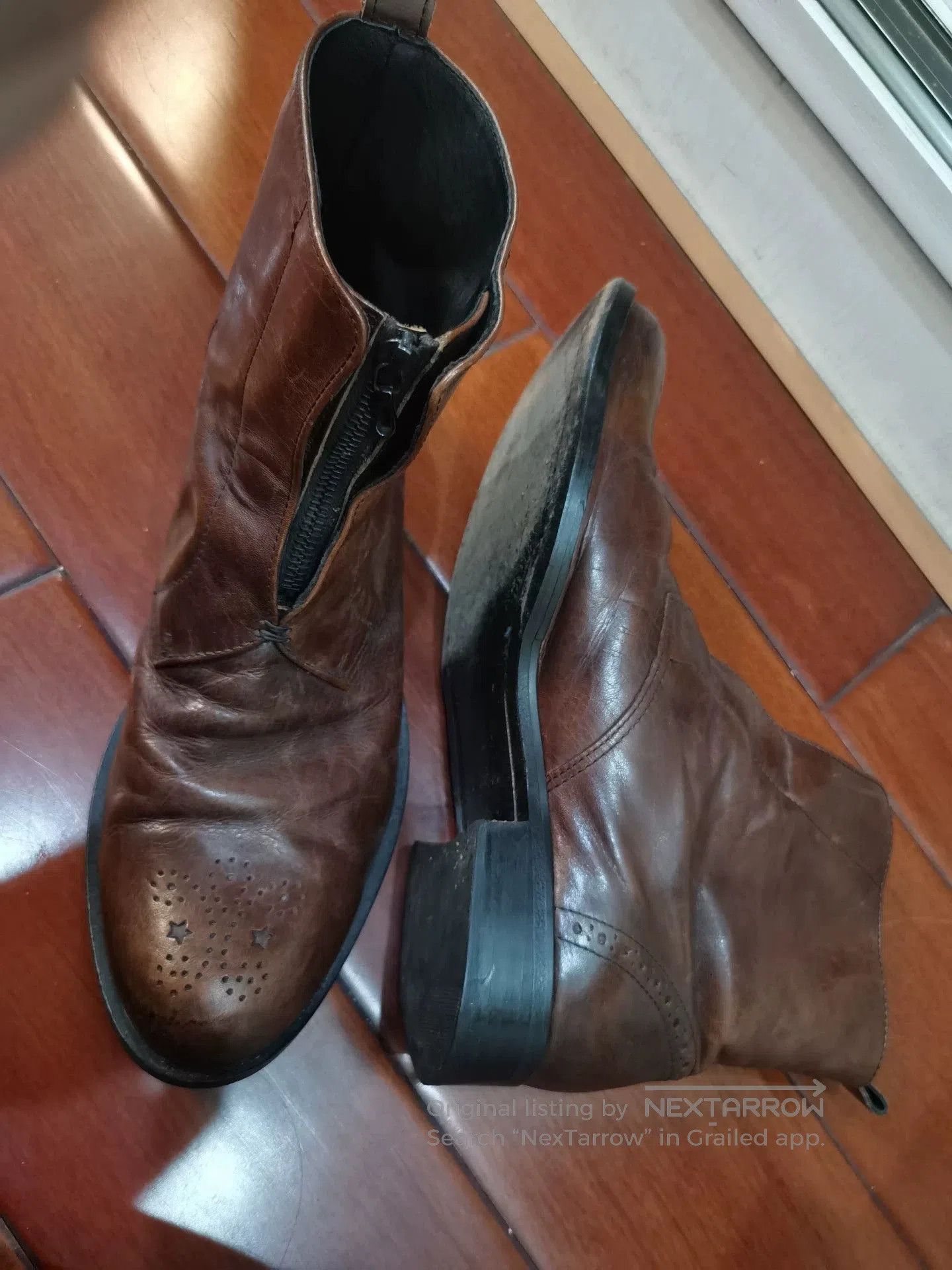 Japanese Brand embossed leather zip. Size US 8 / EU 41 - 3 Thumbnail