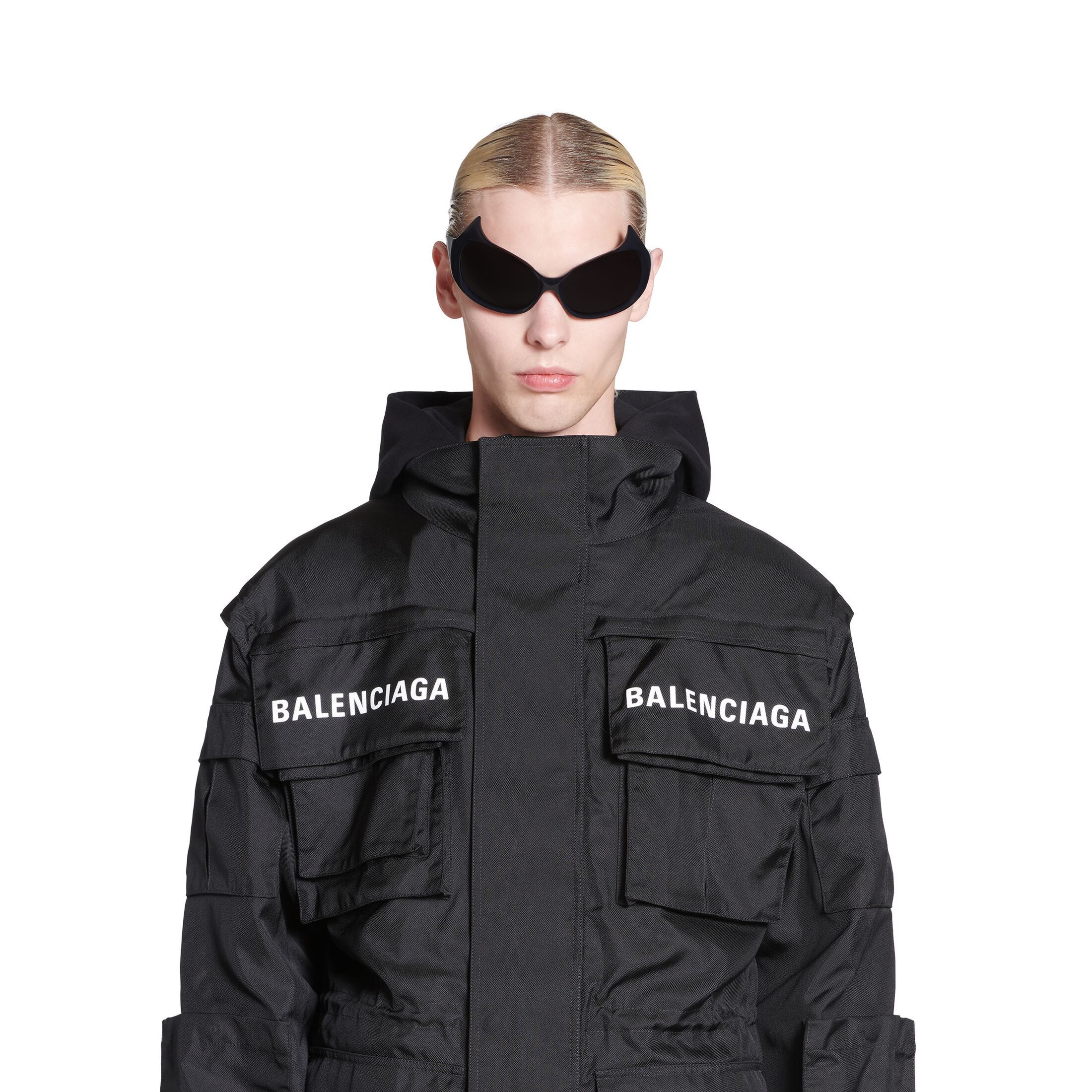 image of Balenciaga Paris All In Parka In Black Size 2 , Men's