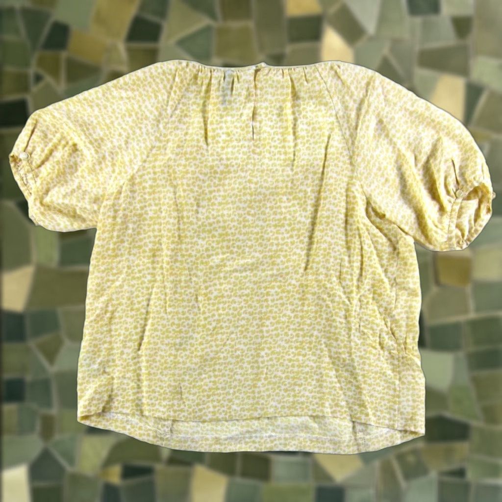 Anthropologie SINE Anthropologie 100% Silk Yellow Polka Dot Button Short Sleeve Blouse Woman 8 Size M / US 6-8 / IT 42-44 - 1 Thumbnail