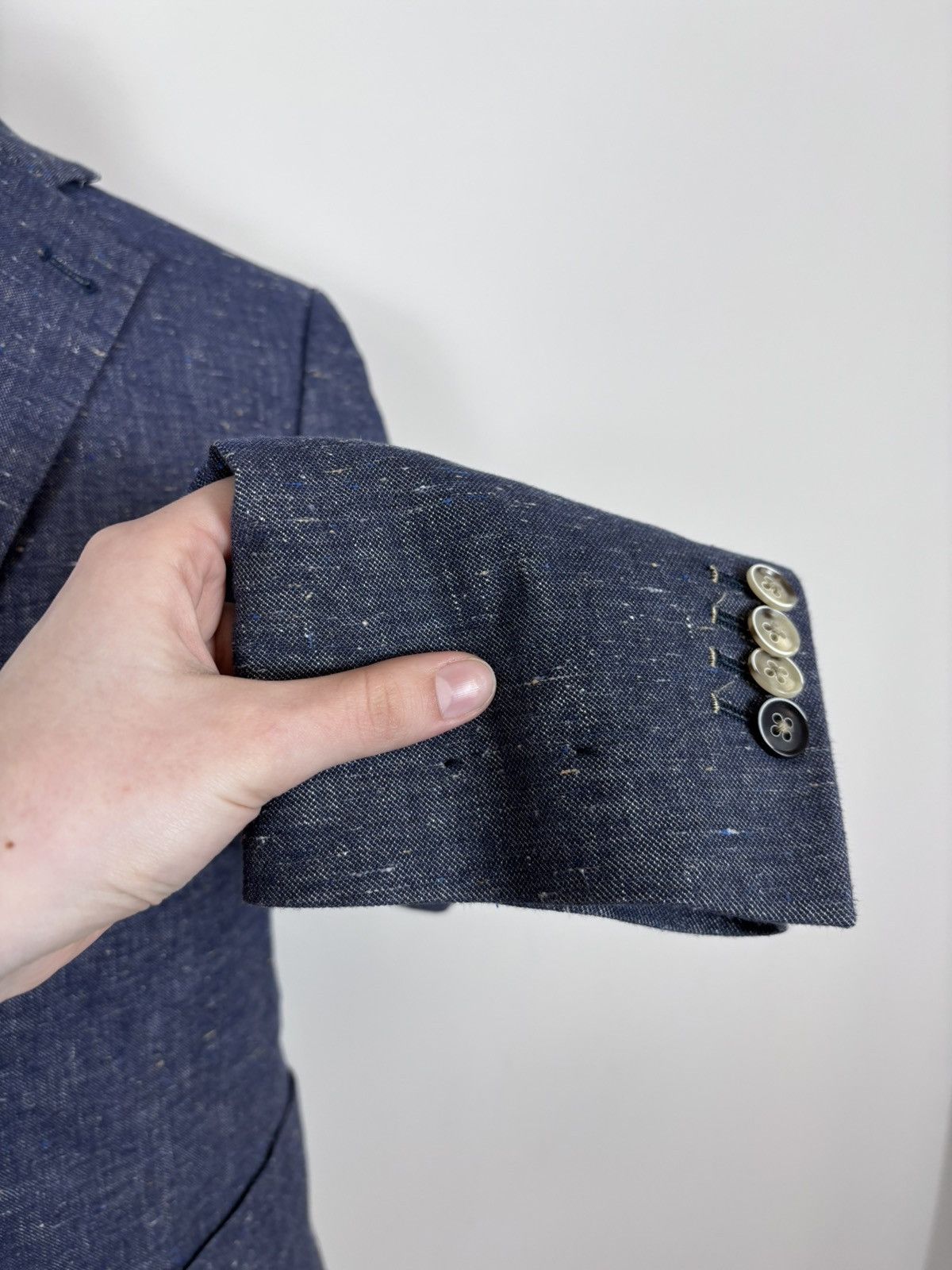 Other Gutteridge Men’s Blue Cotton Linen Silk Blazer Jacket Coat Size 42R - 10 Thumbnail