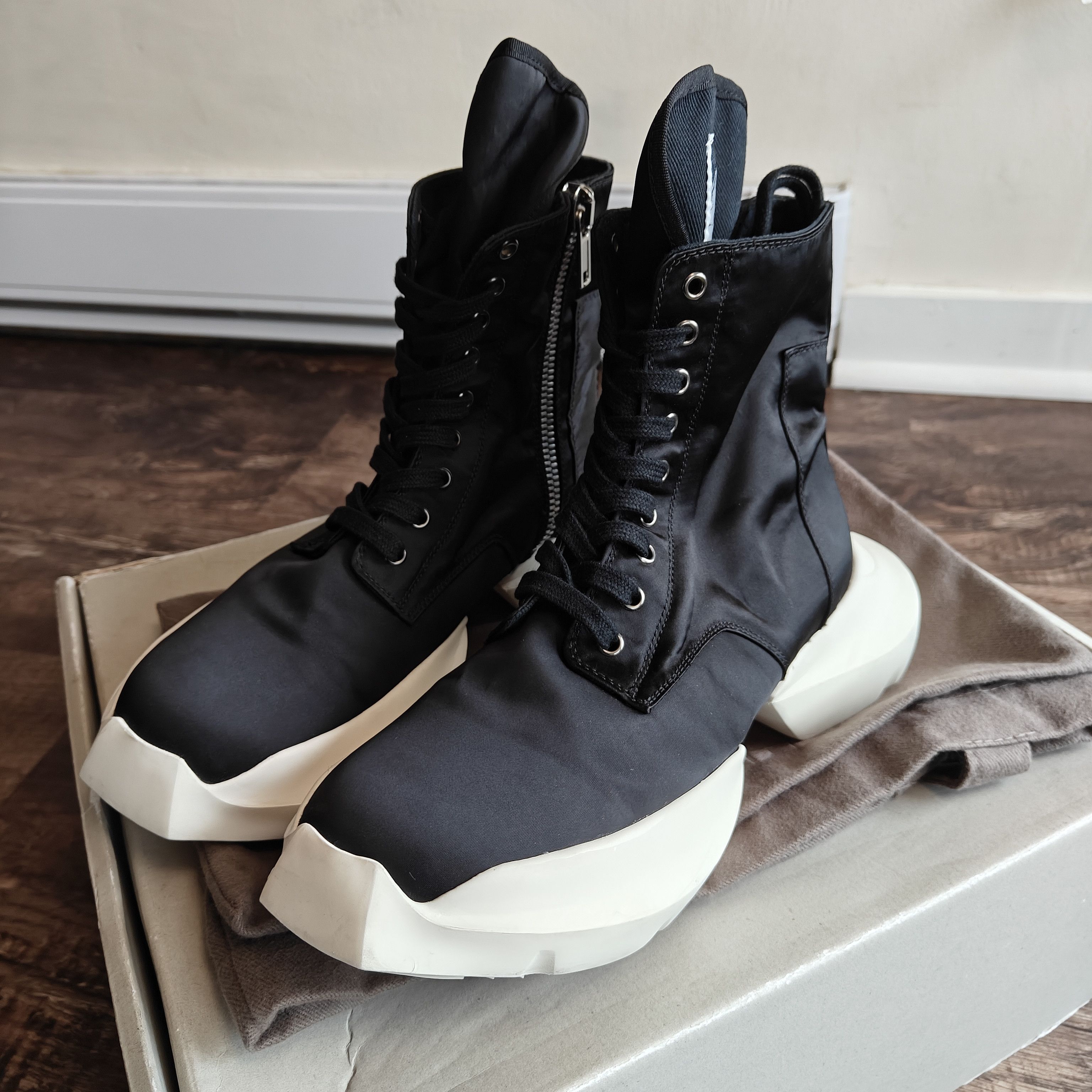 Rick Owens Drkshdw split sole army trainer boots black milk, dustbag Size US 8 / EU 41 - 3 Thumbnail