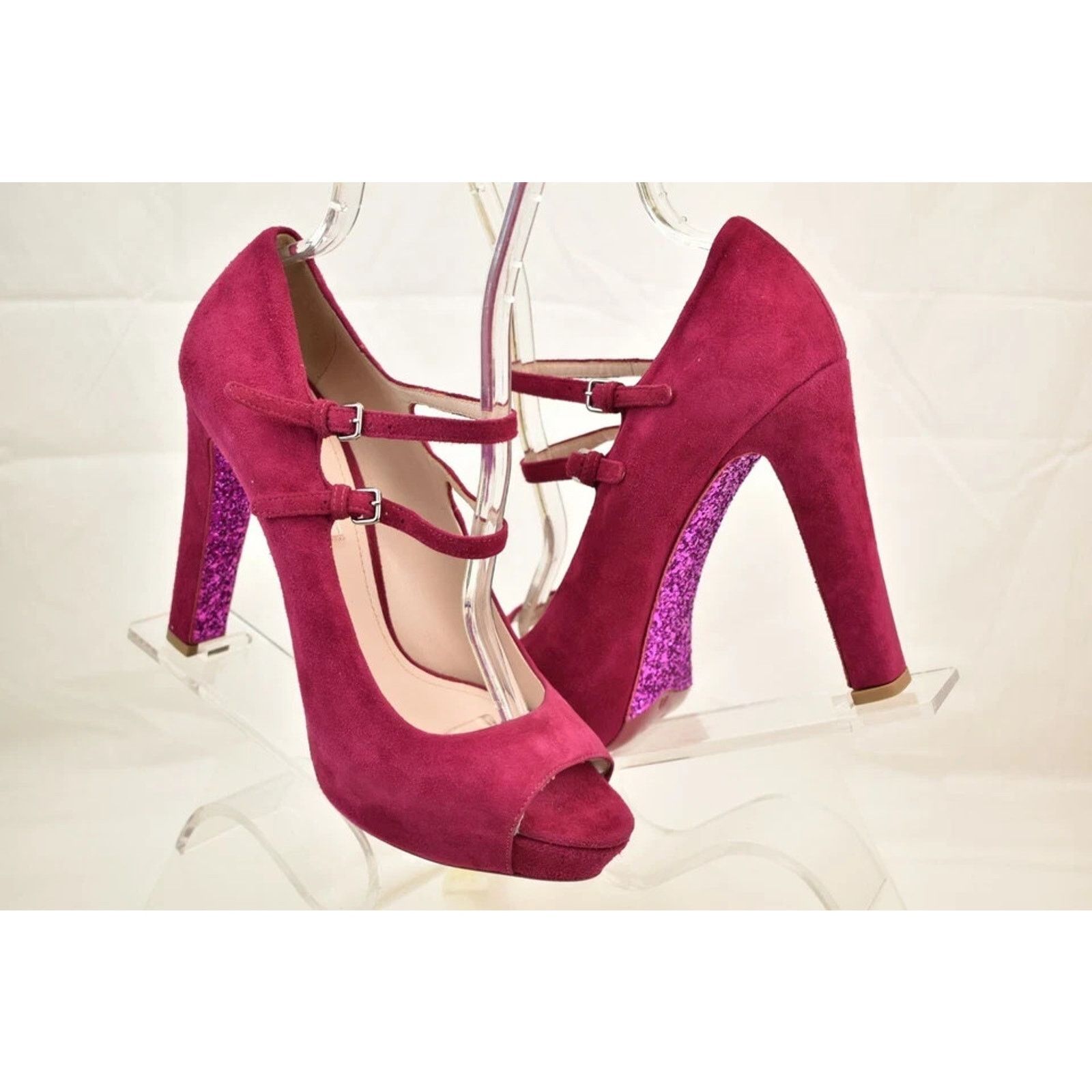 Miu Miu MIU MIU PRADA 5KP238 BURGUNDY SUEDE PEEP STRAPPY PUMPS 41 IT Size US 11 / IT 41 - 5 Thumbnail