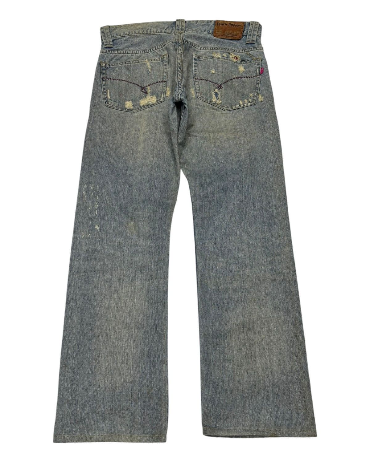 If Six Was Nine × Japanese Brand × Le Grande Bleu (L.G.B.) VINTAGE FATIGUES FLASH REPORT RIPPED DENIM JEANS Size US 34 / EU 50 - 2 Thumbnail