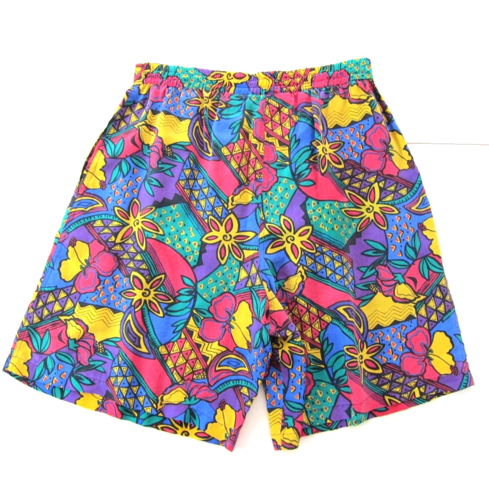 Vintage VINTAGE ES Studio Bermuda Short High Rise 100% Silk Floral Pockets Pink Green Yellow M Womens Size 32" / US 10 / IT 46 - 2 Thumbnail