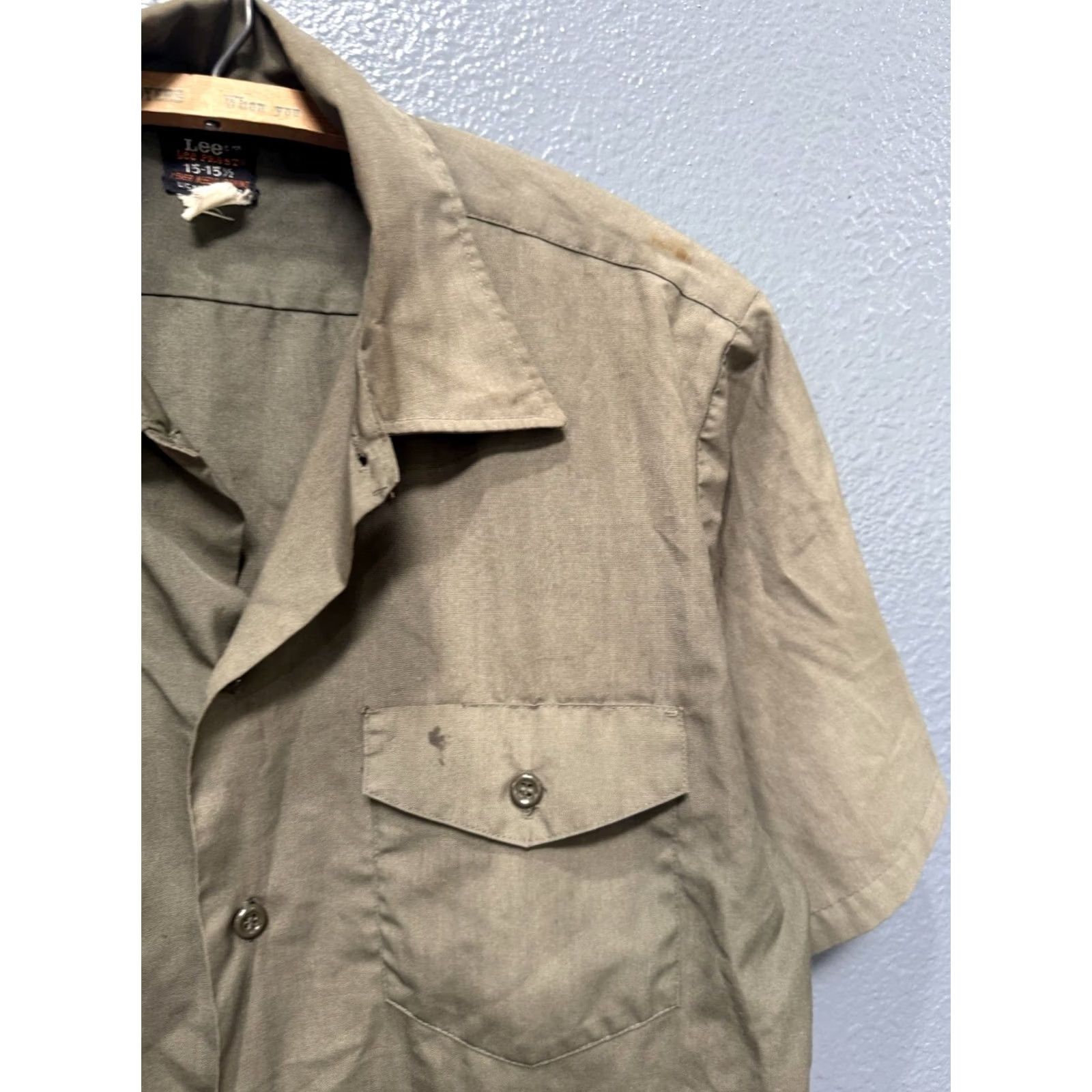 Lee VINTAGE Lee Prest Union Made Sun Faded Green Cotton Button Up Shirt Large Size US L / EU 52-54 / 3 - 4 Thumbnail