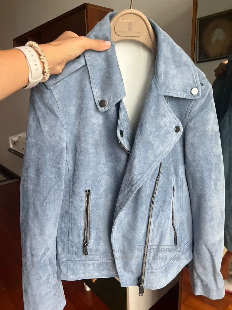 Brunello Cucinelli Brunello Cucinelli Classic Suede Biker Jacket Size XXS / US 00 / IT 34 - 2 Thumbnail