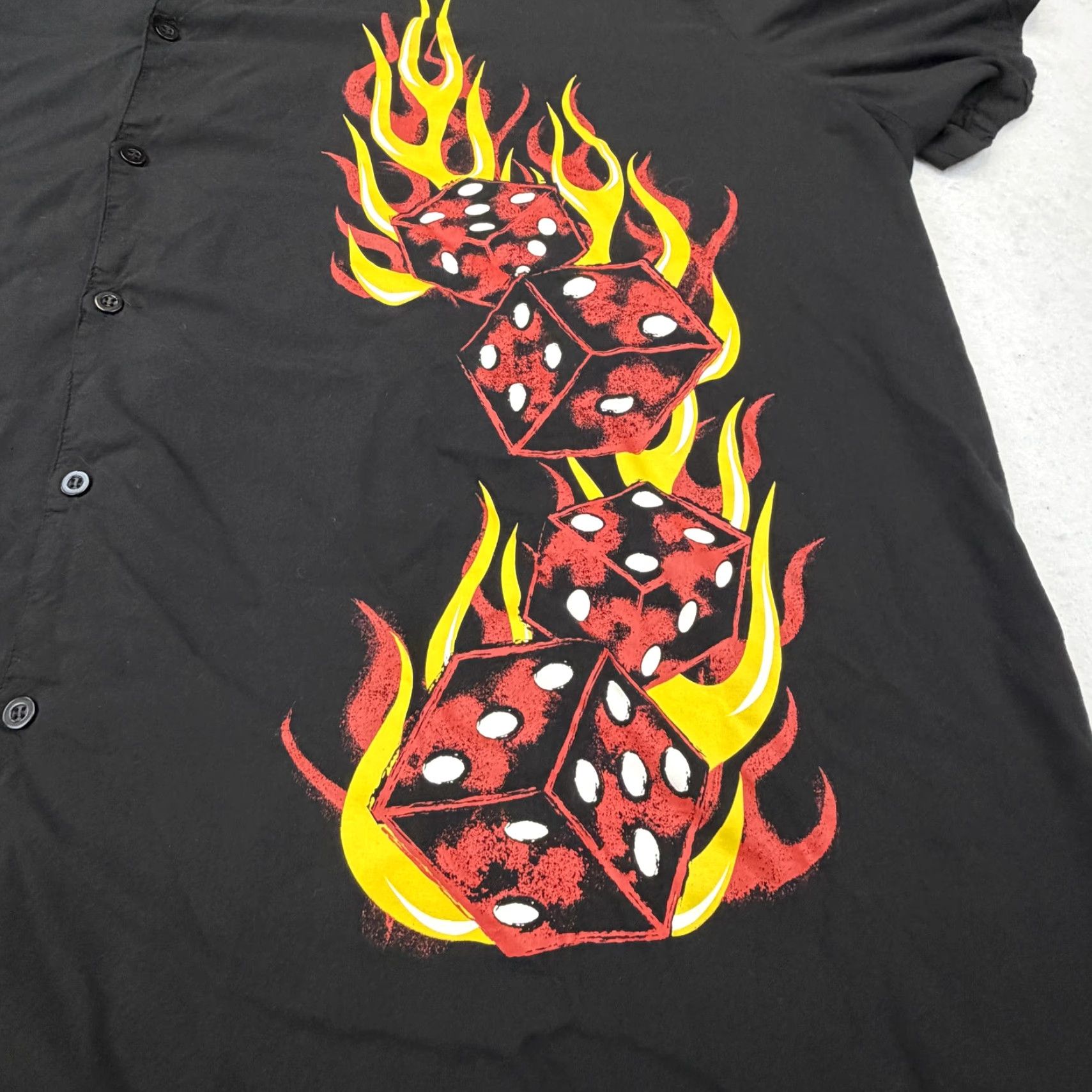 Vintage Profile Shirt Big 6X Mens Black Flaming Dice Casino Short Sleeve Button Up Vintage NO Size US XXL / EU 58 / 5 - 3 Thumbnail