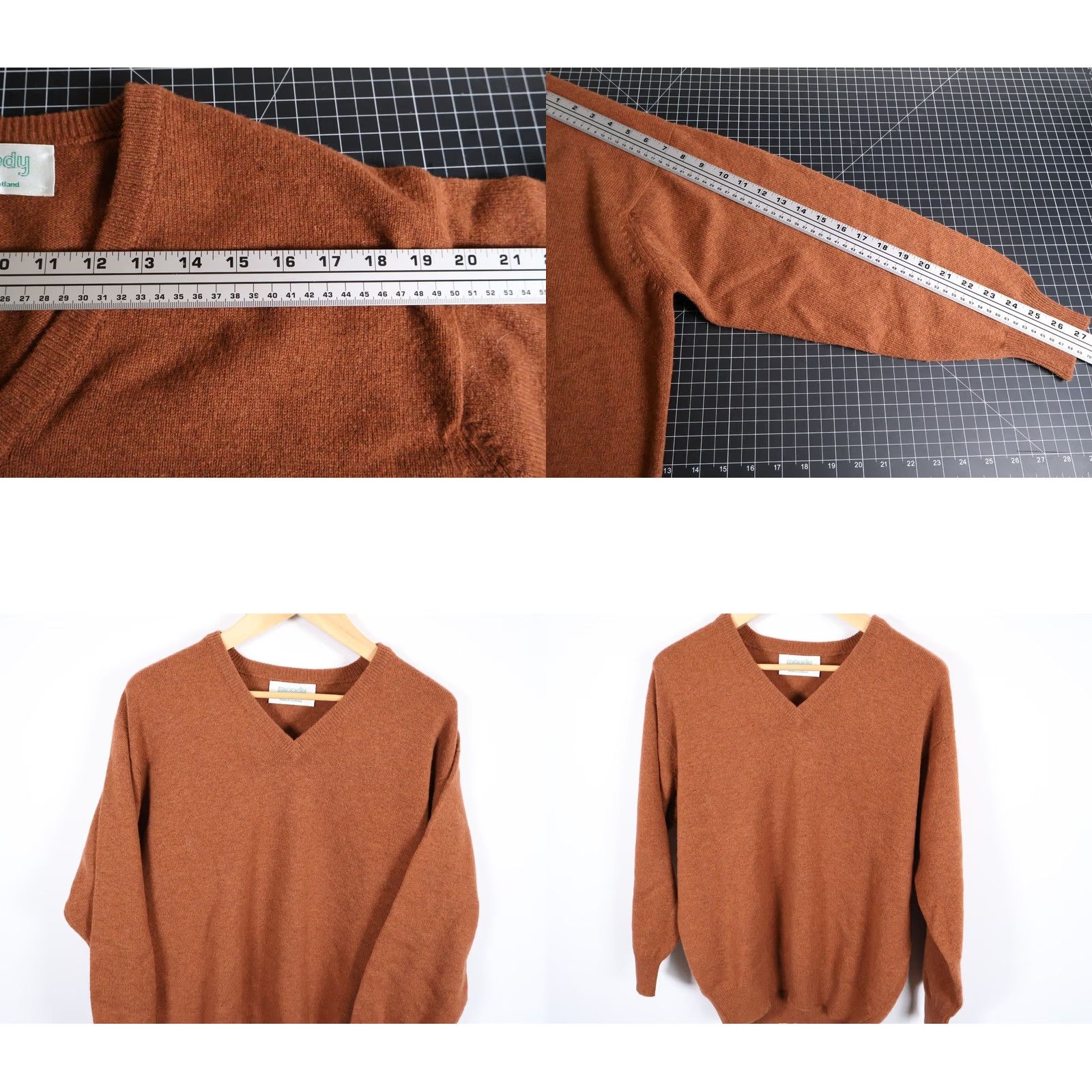 Vintage VINTAGE Moody Scotland Wool Sweater Men's Large Brown V-Neck Pullover Knit Coaches? Size US L / EU 52-54 / 3 - 8 Thumbnail