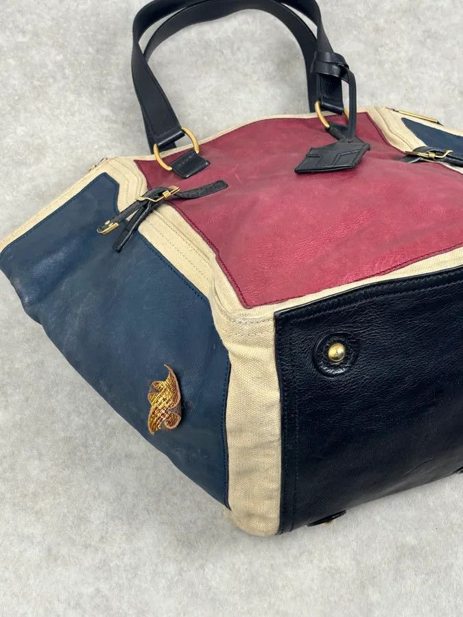 Yves Saint Laurent 2000s Yves Saint Laurent Burgundy Leather Colorblock Handle Bag Size ONE SIZE - 4 Thumbnail