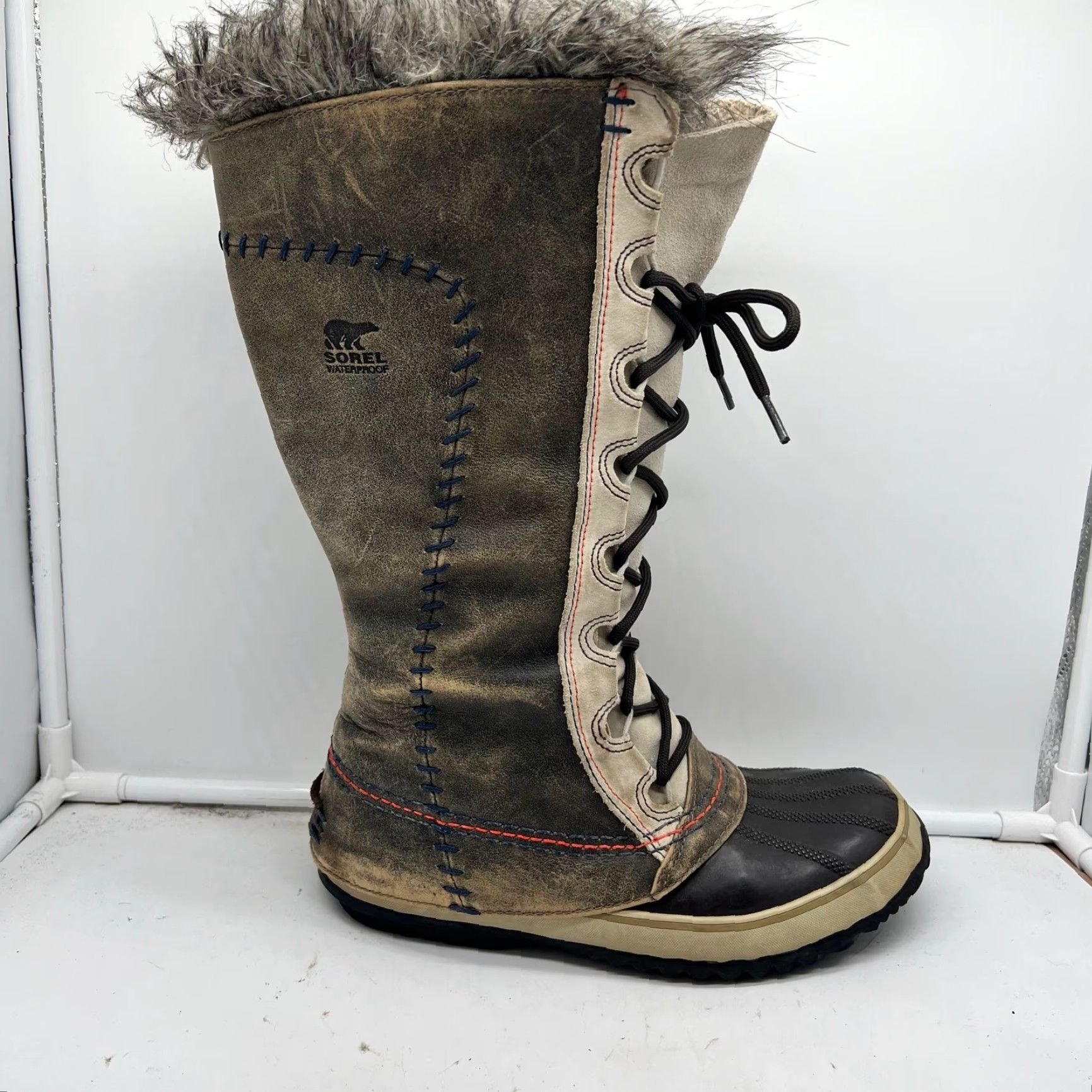 SOREL Sorel Snow Boots Womens 7 Cate the Great Winter NL1927 Fur Trim Waterproof Brown Womens Size 7 Shoes Boots Size US 7 / IT 37 - 2 Thumbnail