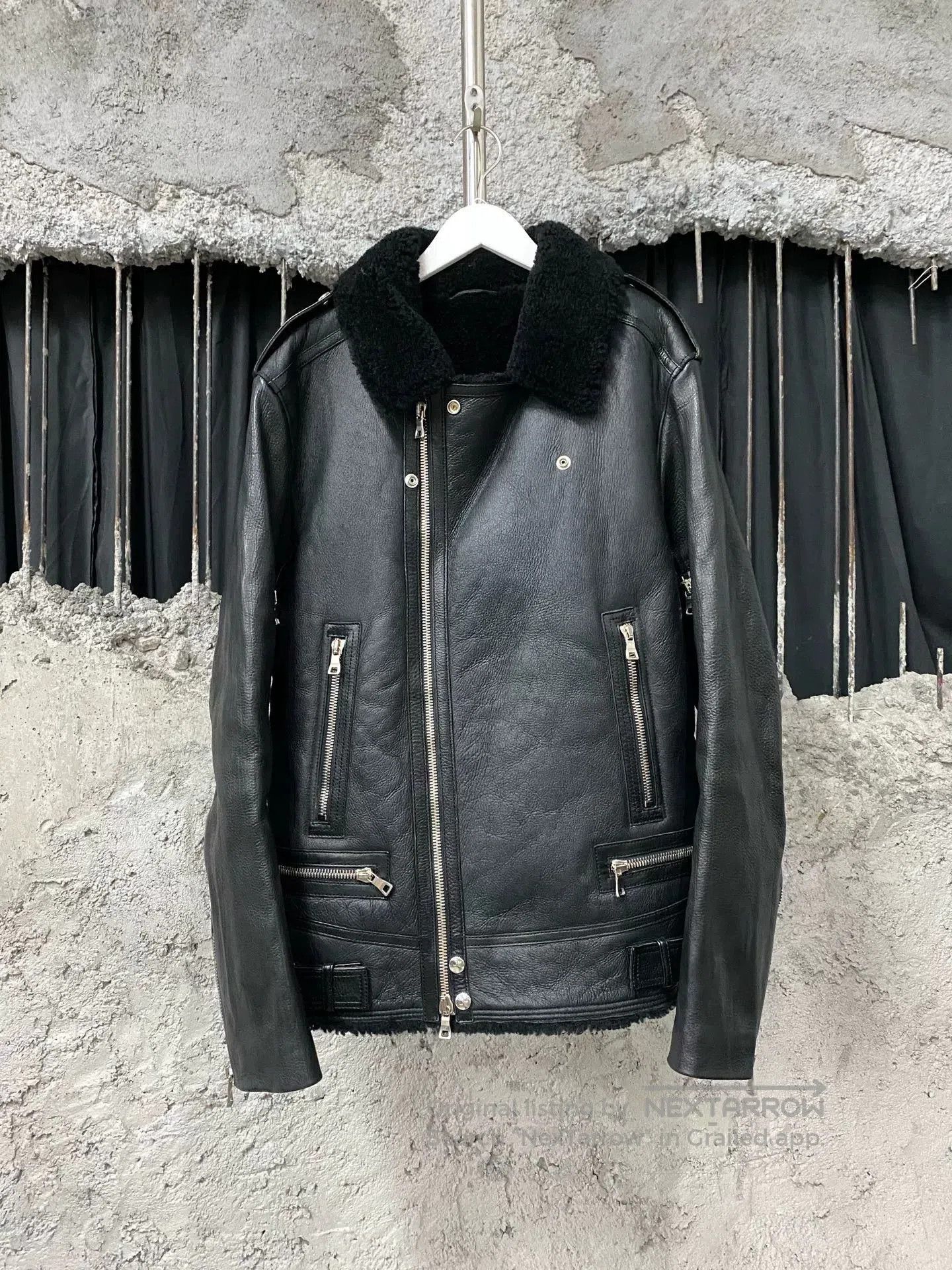 Balmain balmain black leather shearling jacket. Size US XXL / EU 58 / 5 - 1 Thumbnail