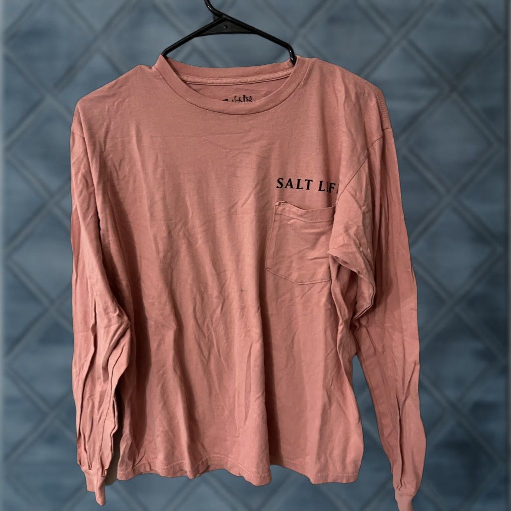 Vintage Salt Life Long Sleeve Shirt Mens Medium Pink Round Neck Logo Fish All Seasons Breathable Lightweight Stretch 90s? (no decades) - Regular Fit Size US M / EU 48-50 / 2 - 1 Thumbnail
