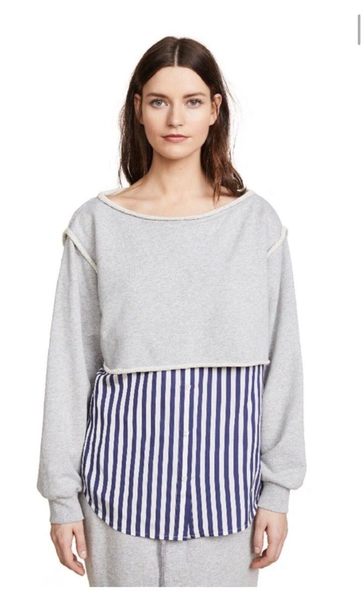 Alexander Wang Alexander Wang Boat Neck Long-sleeve Hybrid Sweatshirt Shirt Size M / US 6-8 / IT 42-44 - 1 Thumbnail