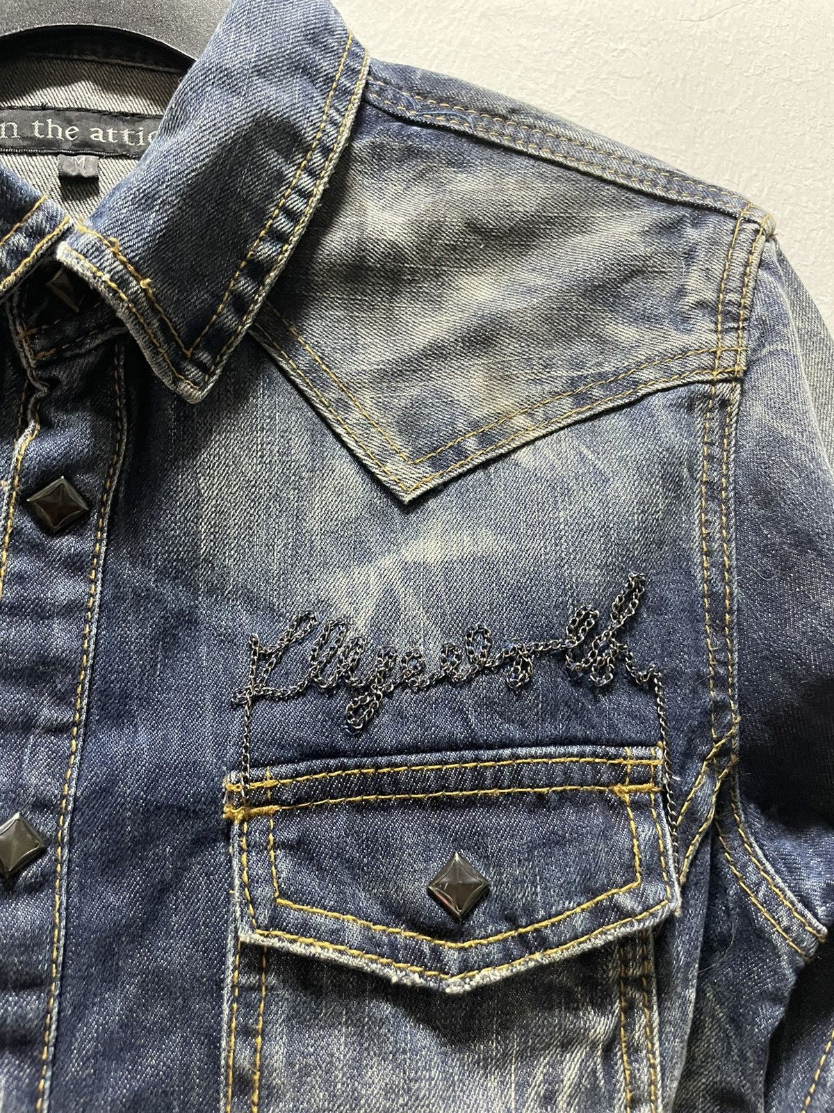 If Six Was Nine × In The Attic IN THE ATTIC Denim Shirt Distress Pearl Snap Size US S / EU 44-46 / 1 - 3 Thumbnail