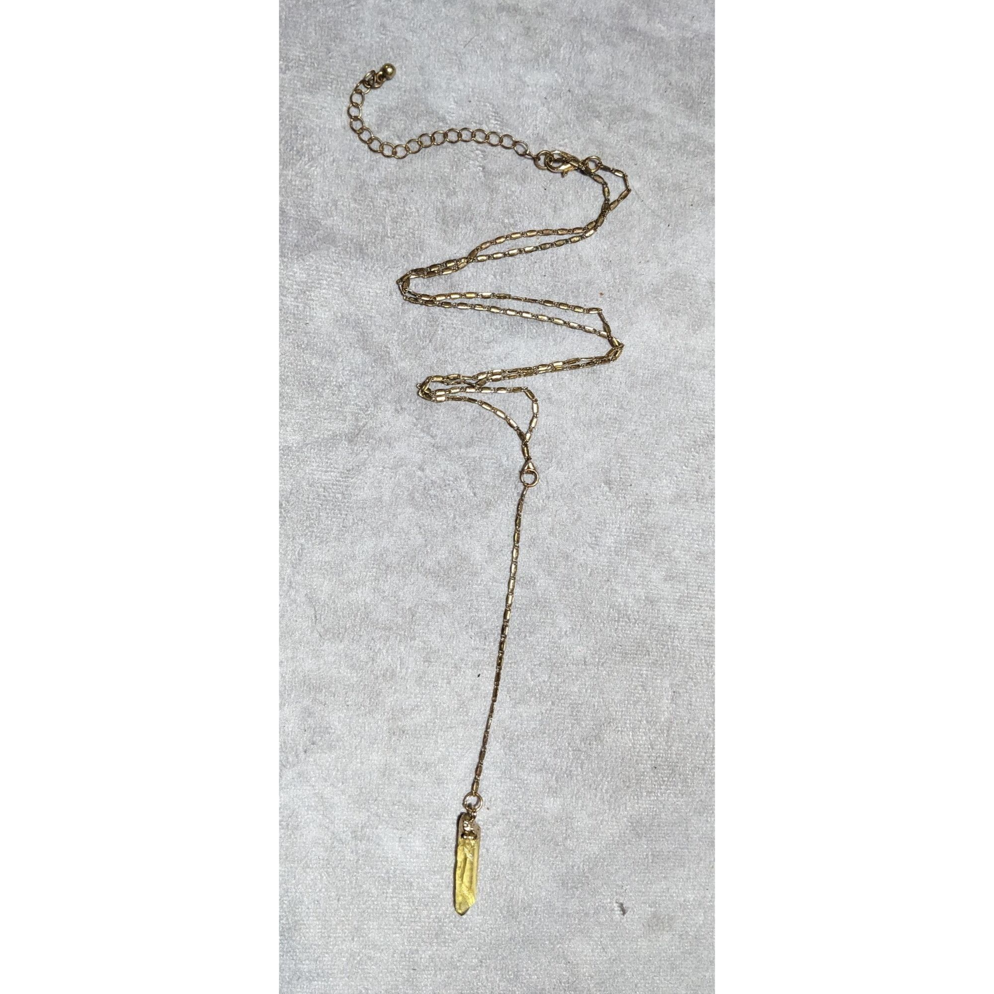 Other Yellow Crystal Pendant Gold Lariat Necklace Size ONE SIZE - 11 Thumbnail