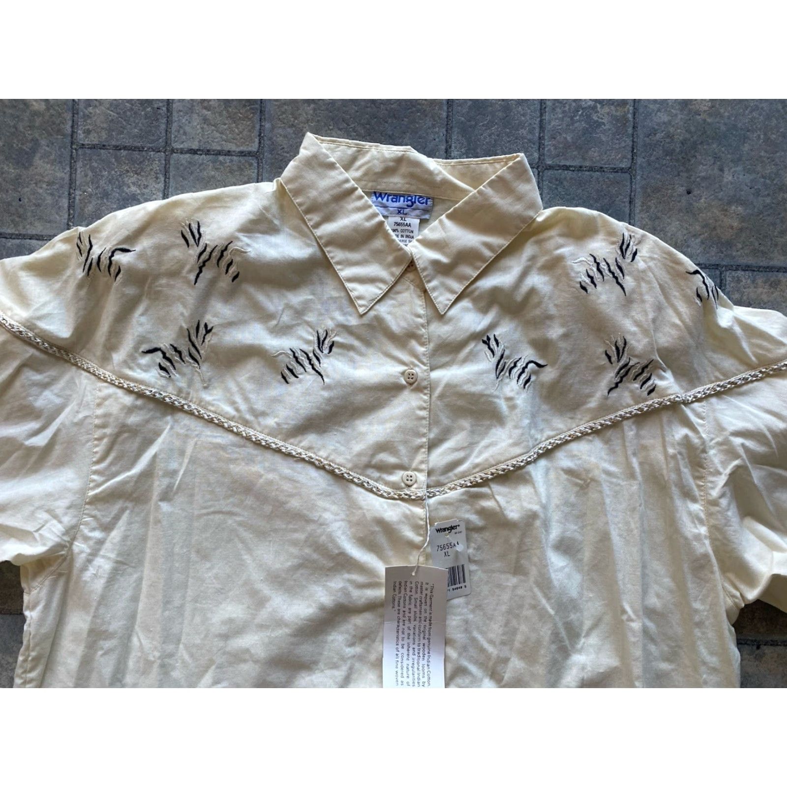 Wrangler Wrangler XL Button Up Woven India Cotton White Embroidery Shoulder Pad Womens Size XL / US 12-14 / IT 48-50 - 5 Thumbnail
