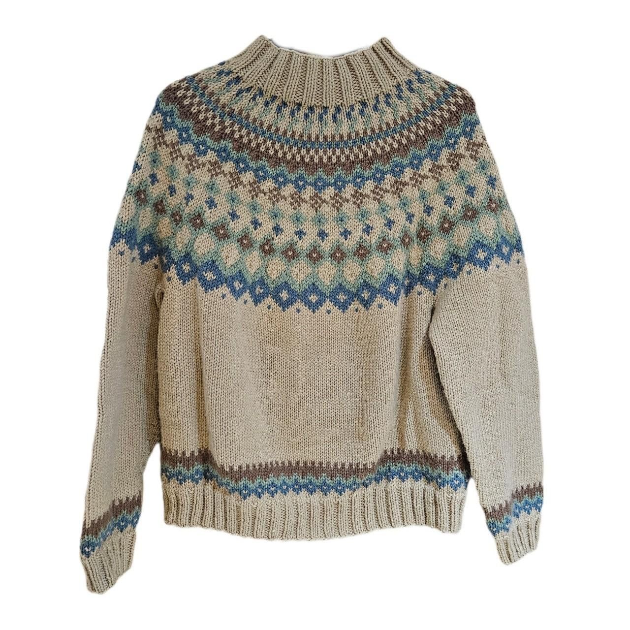 Other vintage cottagecore beige fair isle hand knit sweater Size L / US 10 / IT 46 - 2 Thumbnail