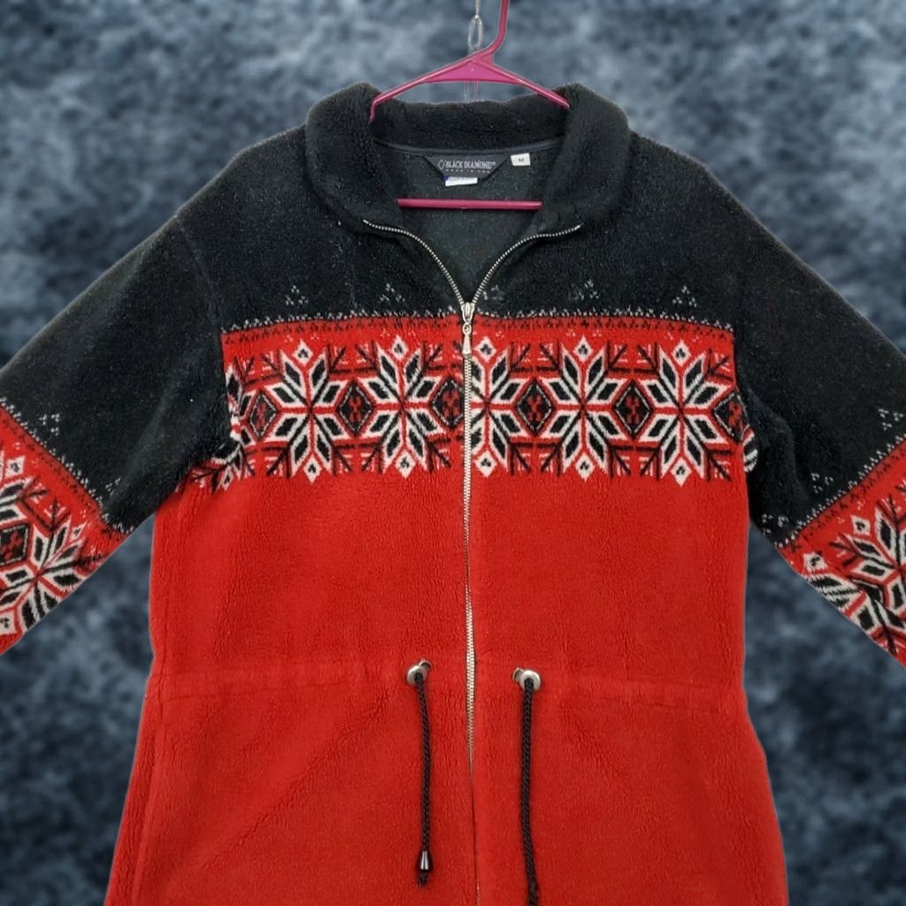 Black Diamond VINTAGE Black Diamond Full Zip Fuzzy Fleece Nordic Fair Isle Ski Jacket Mens M Size US M / EU 48-50 / 2 - 1 Thumbnail