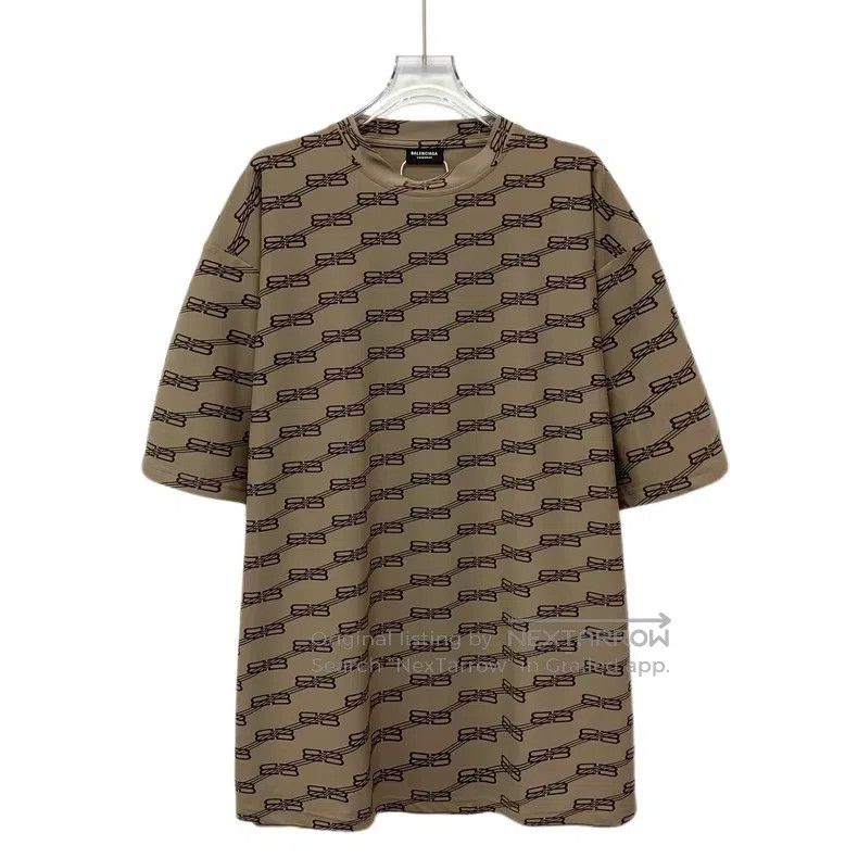 Balenciaga Balenciaga Dark brown lock full print round neck short sle Size US M / EU 48-50 / 2 - 1 Thumbnail