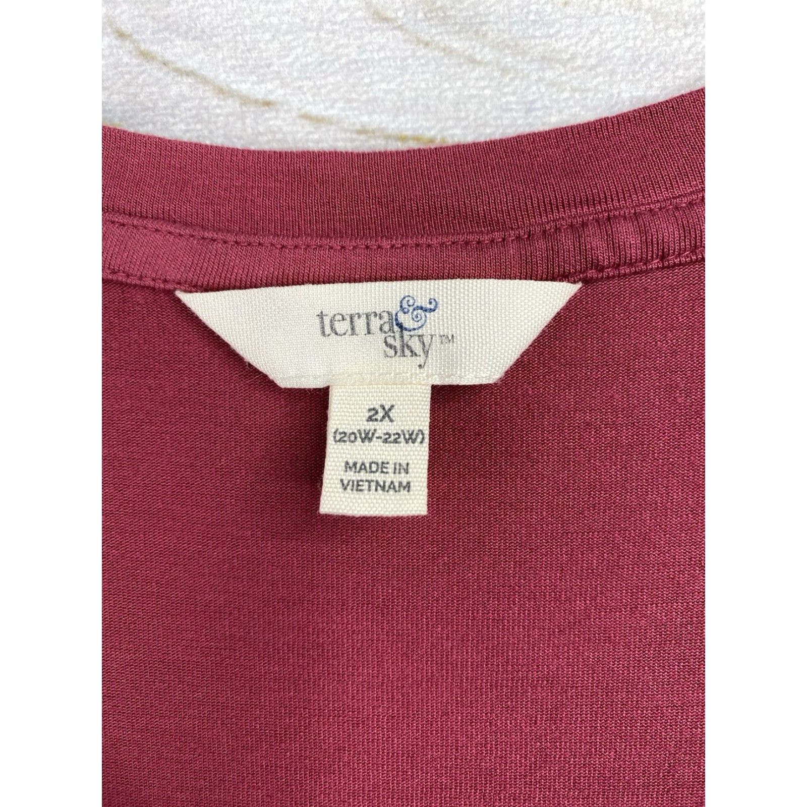 Vintage Terra & Sky Dress 2X Pink V-Neck Long Sleeve A-Line Shirt Dress Womens Plus Size Knee Length Lightweight Stretch Rayon Spandex Size XXL / US 16-18 / IT 52-54 - 3 Thumbnail