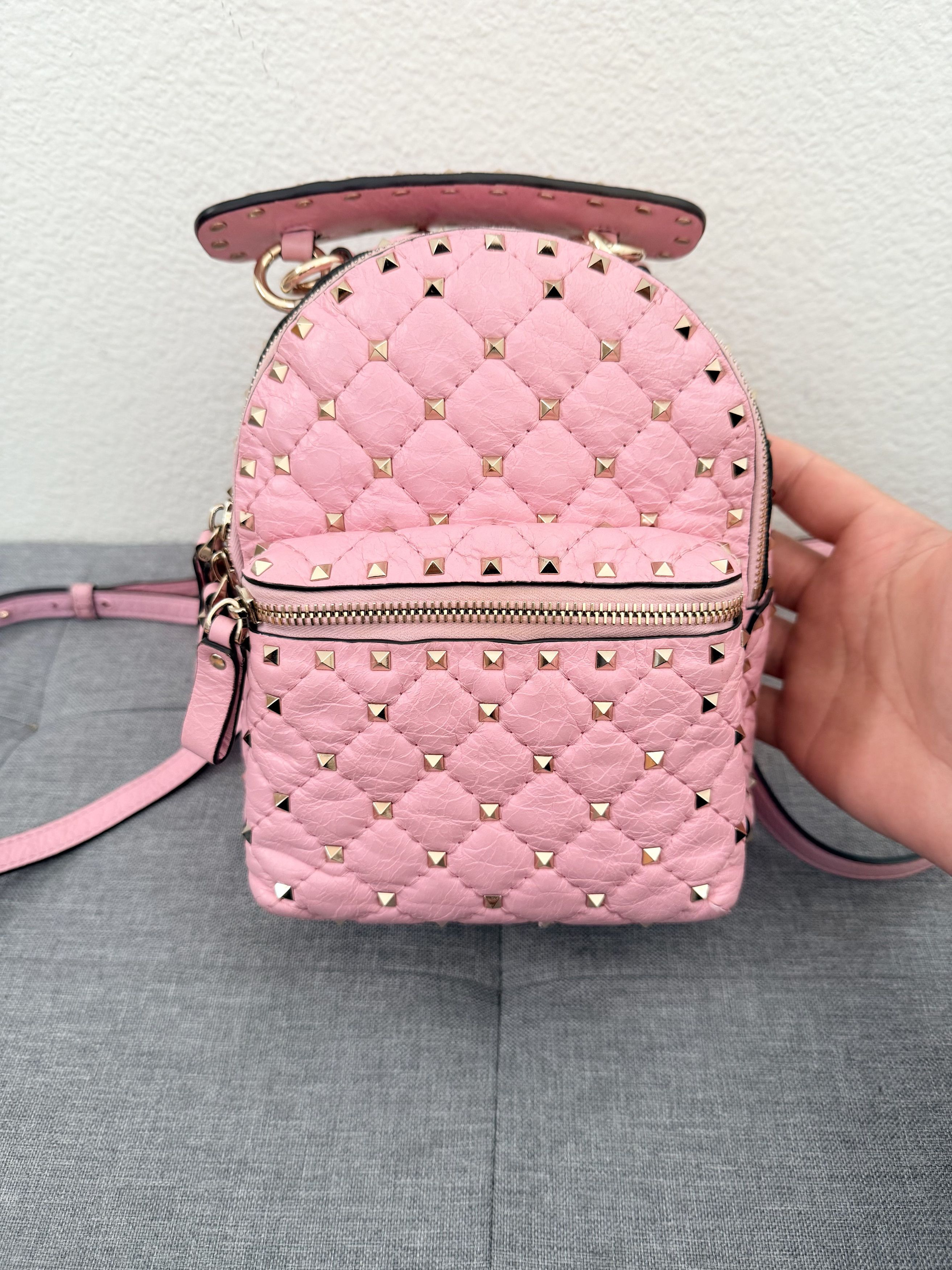 Authentic Valentino Rockstud Pink Mini Backpack