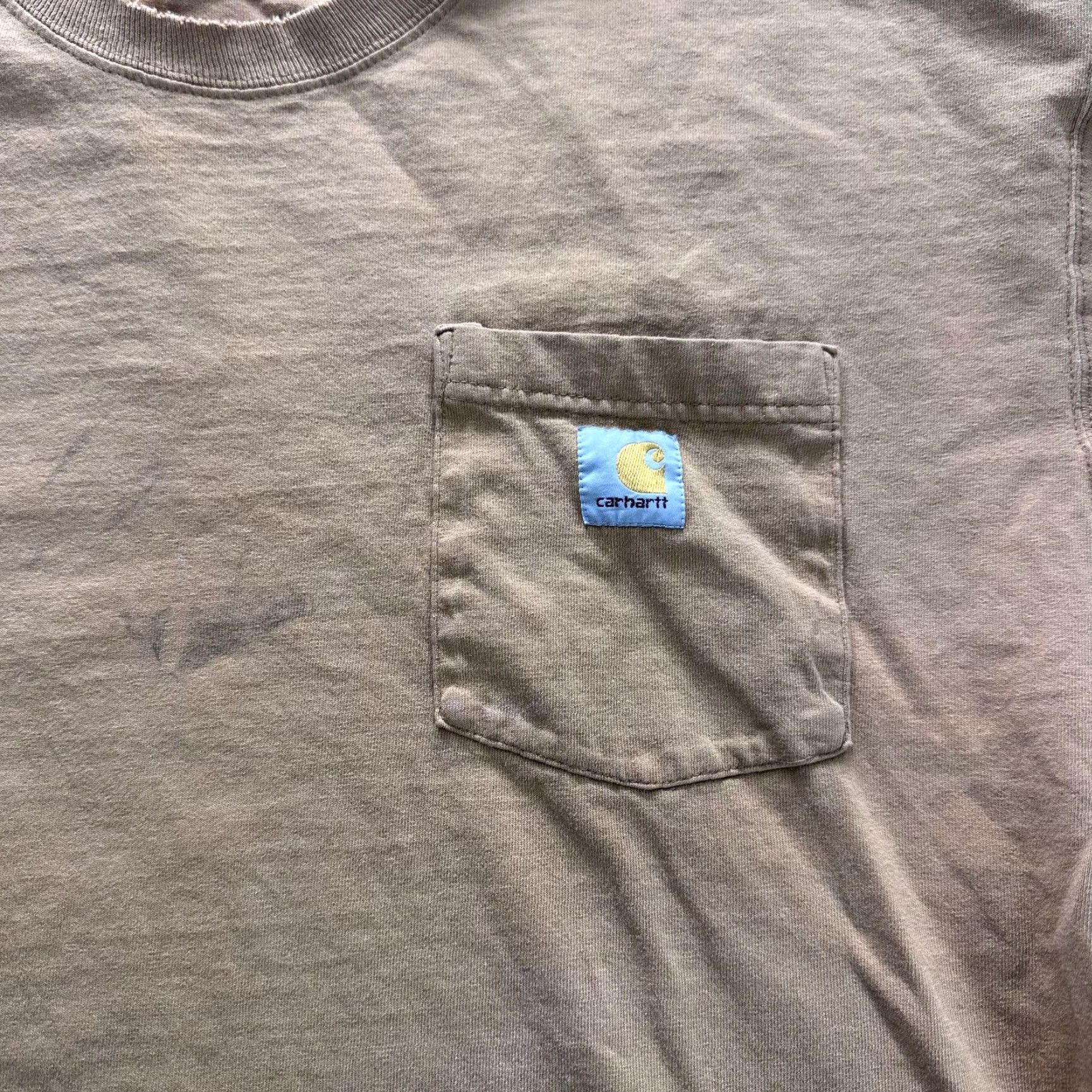 Carhartt VINTAGE Carhartt Shirt Mens LT Brown Tall Pocket Workwear Short Sleeve Crewneck Tee Size US L / EU 52-54 / 3 - 4 Thumbnail
