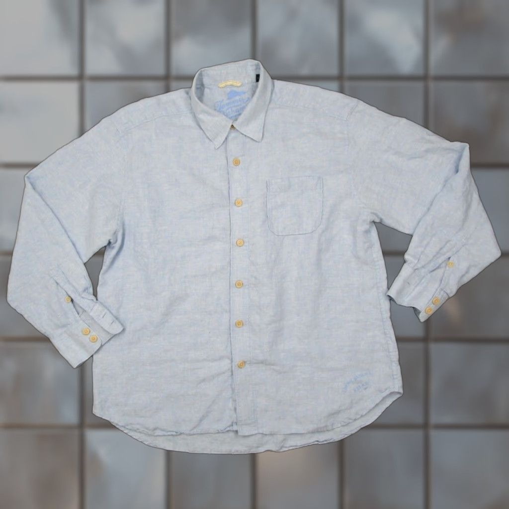 Tommy Bahama Tommy Bahama Shirt Men Extra Large Blue Linen Button Up Long Sleeve Travel Work Mens Size US XL / EU 56 / 4 - 1 Thumbnail