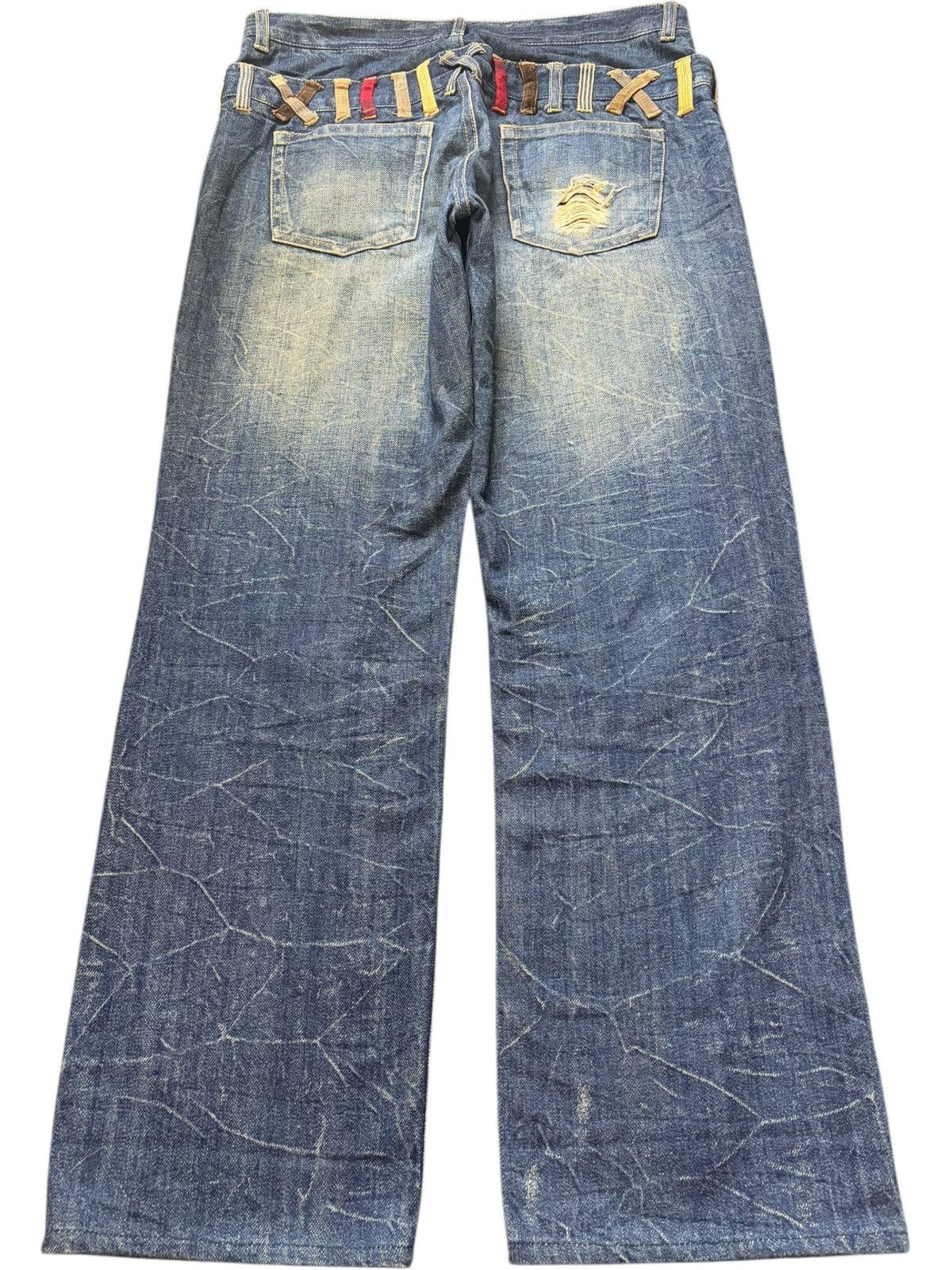 Issey Miyake Vintage Japanese Brand Double Waist Distress Loose Jeans Size 30" / US 8 / IT 44 - 2 Thumbnail