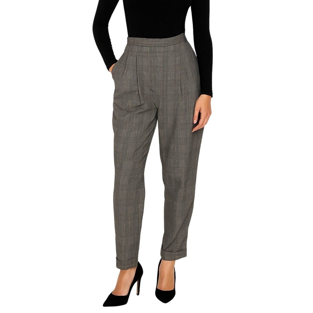 Vintage Vintage Valerie Stevens Black Houndstooth Plaid Trousers 10 Size 32" / US 10 / IT 46 - 1 Thumbnail