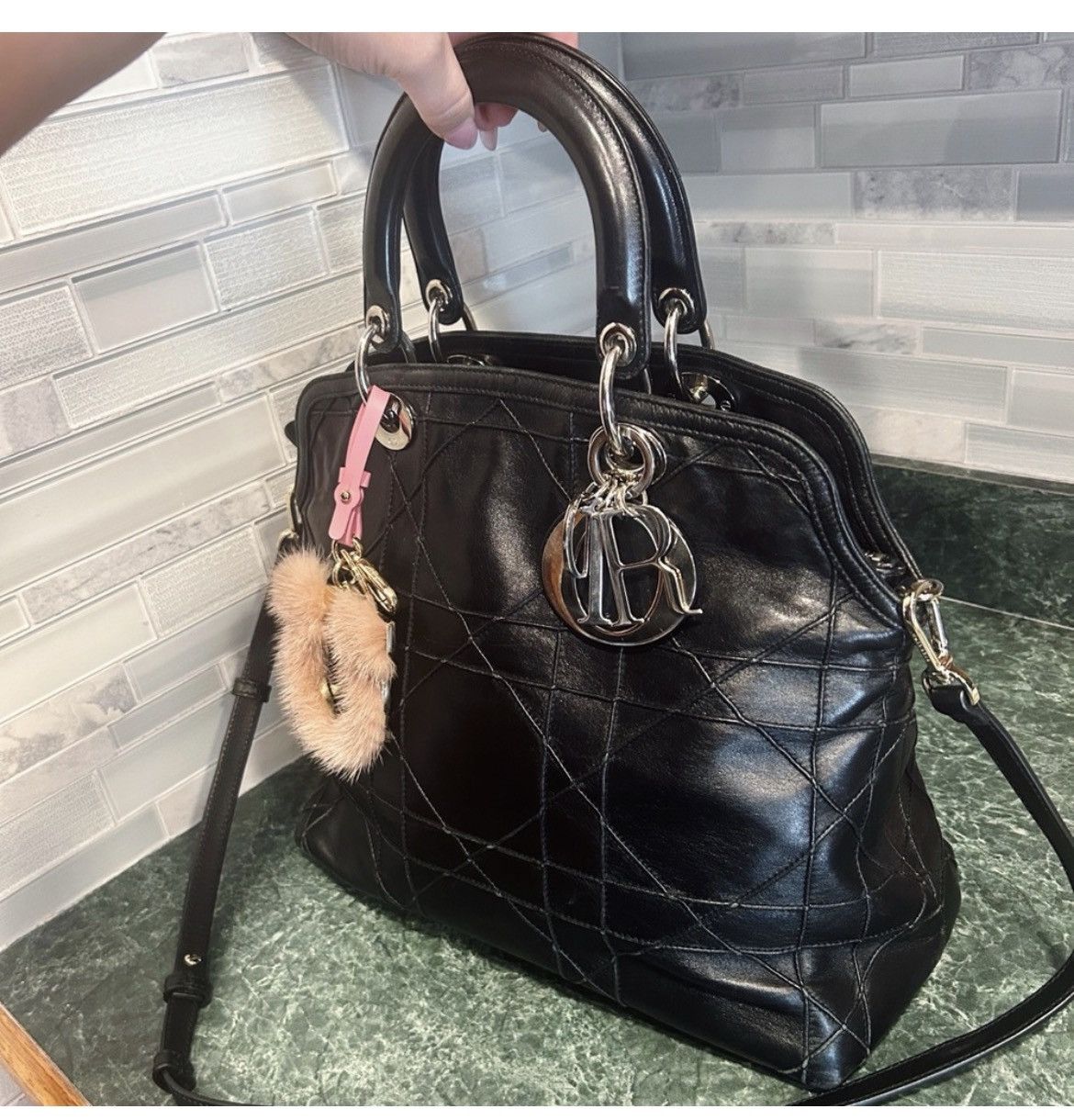 Dior Authentic Dior Gorgeous Black Medium Cannage Granville Bag Size ONE SIZE - 5 Thumbnail