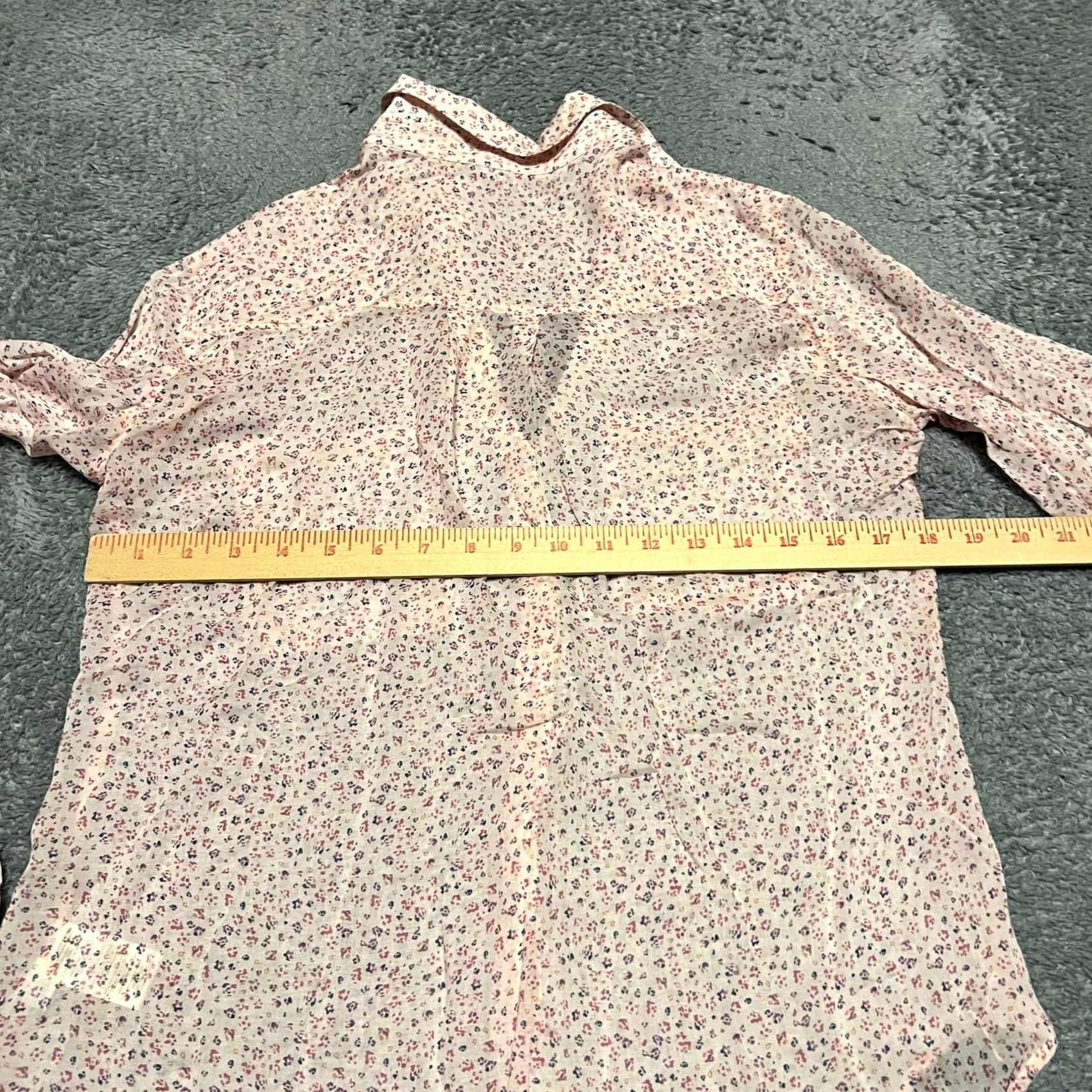 Anthropologie Cloth & Stone by Anthropologie Shirt Womens XS Floral Button-Up Sheer Pink XS Womens Size XS / US 0-2 / IT 36-38 - 4 Thumbnail