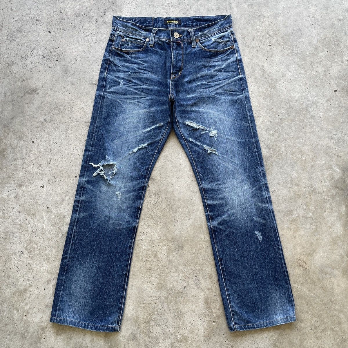 image of Vintage Japanese Faded Distressed Denim Jeans Pants in Faded Blue, Men's (Size 32)