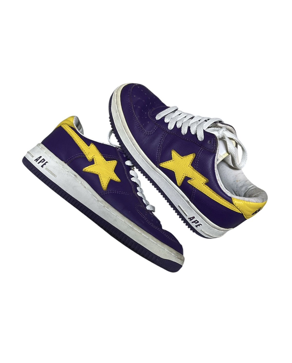 2001 OG A Bathing Ape Purple/Yellow Leather Low Bapesta Footwear