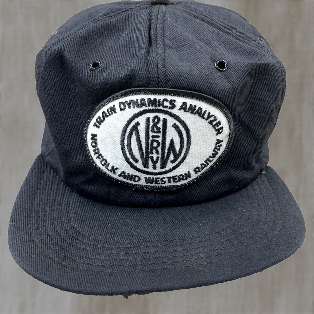 Vintage VINTAGE Norfolk Western Trucker Hat Cap N&W Railroad Railway 80s Made USA Patch Black Men One Size Size ONE SIZE - 1 Thumbnail