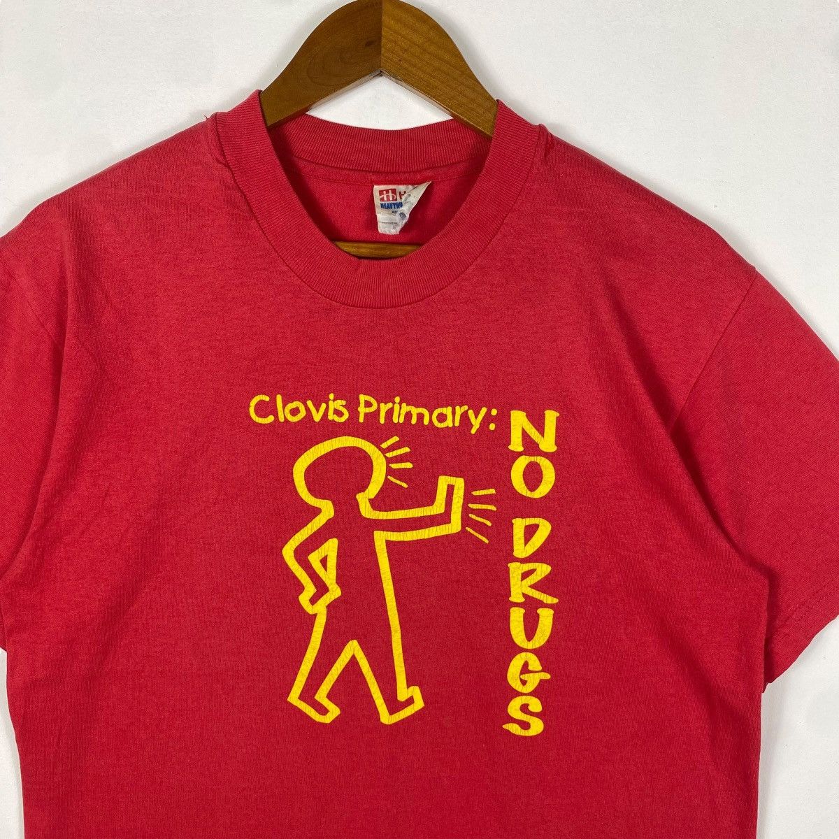 Keith Haring × Vintage Vintage 90's NO DRUGS Clovis Primary Keith Haring Art Tee Size US M / EU 48-50 / 2 - 2 Thumbnail