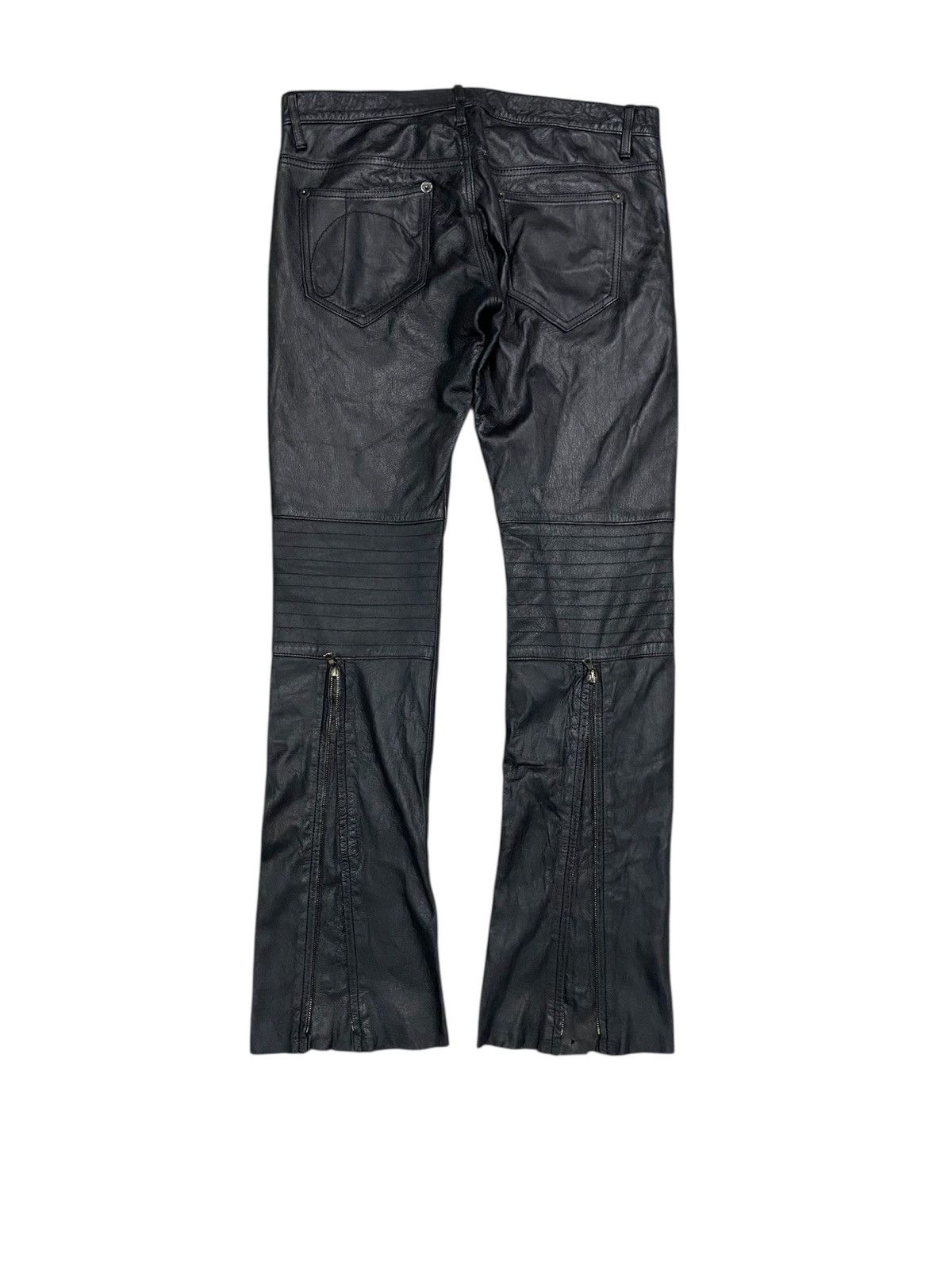 NO ID 2000s Lamb Leather Rider Zipper pants Size US 33 - 1 Thumbnail