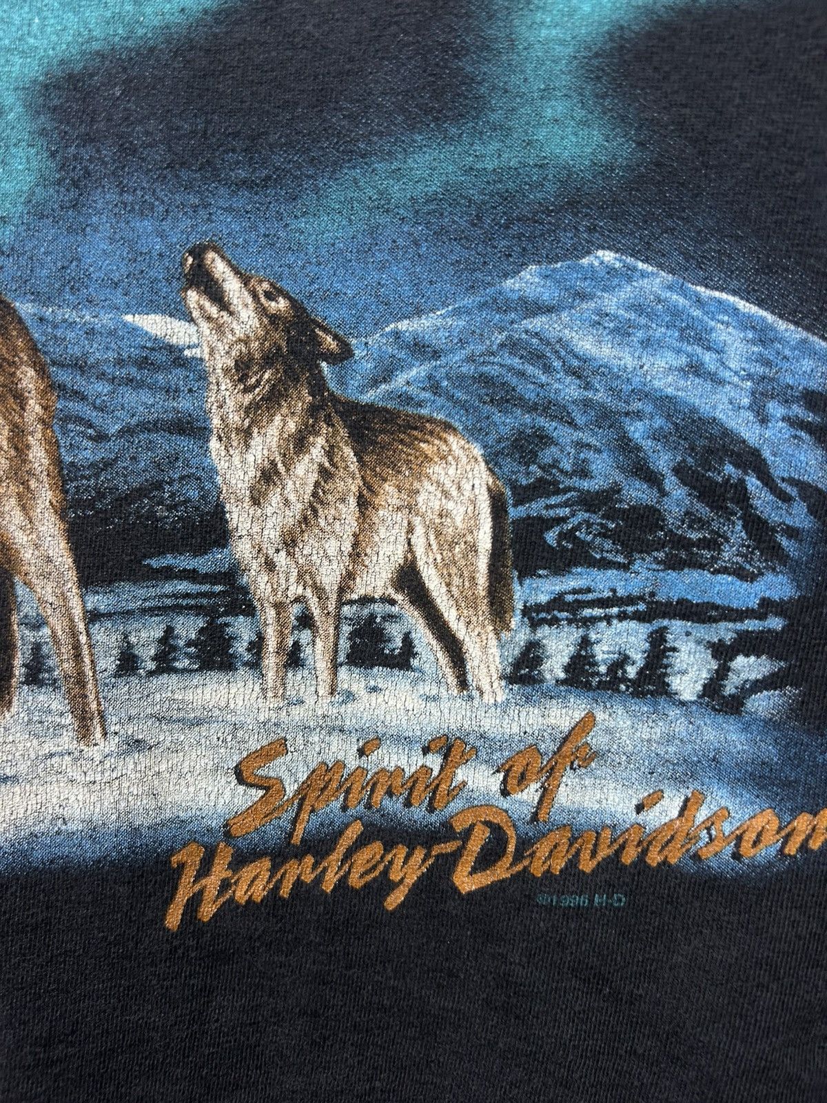 Harley Davidson Vintage 1996 Spirit of Harley Davidson Northern Lights Wolf Size US L / EU 52-54 / 3 - 3 Thumbnail
