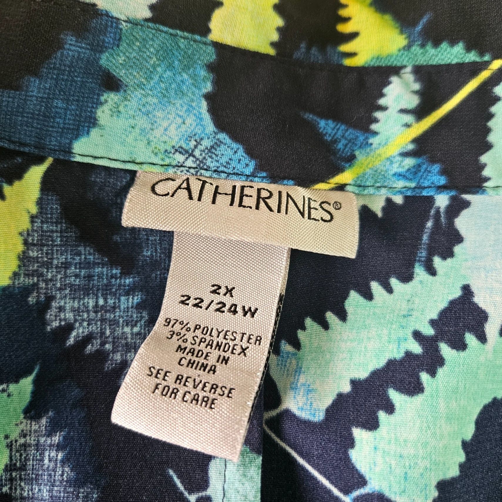 Vintage Catherines Womens Popover Top Blouse Short Sleeve 2X Blue Shirts Womens Plus Size Size XXL / US 16-18 / IT 52-54 - 4 Thumbnail