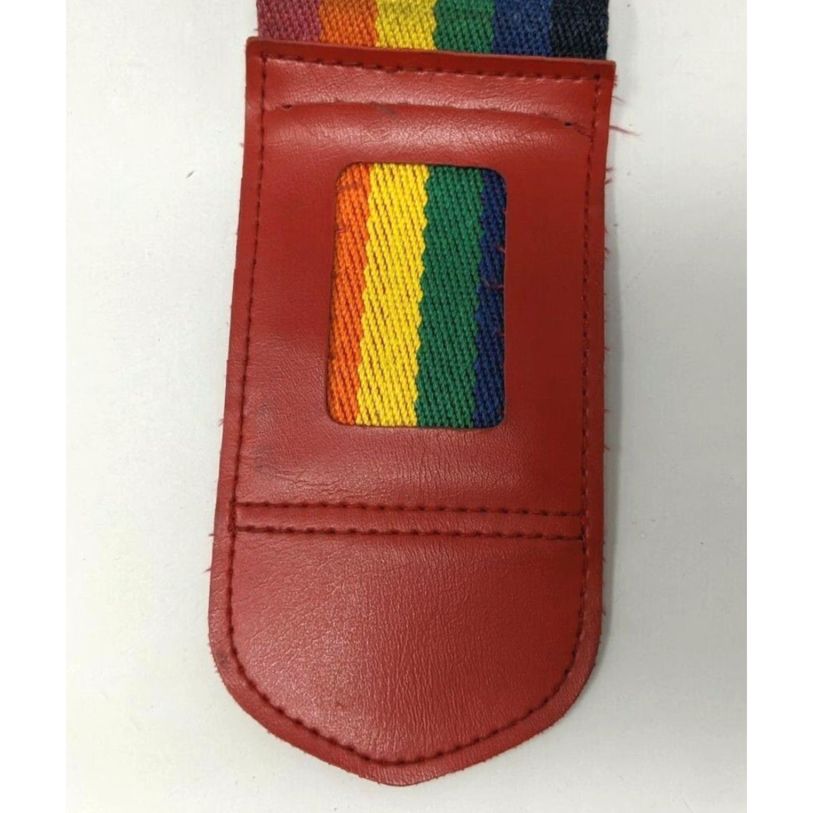 Rainbow VTG 1980s Peter's Rainbow Adjustable Stretch Belt w/ Name Address ID Holder L19 Belt, 64" Length, 2 1/2" Width, Multi-Color (Adult Unisex) Size ONE SIZE - 4 Thumbnail