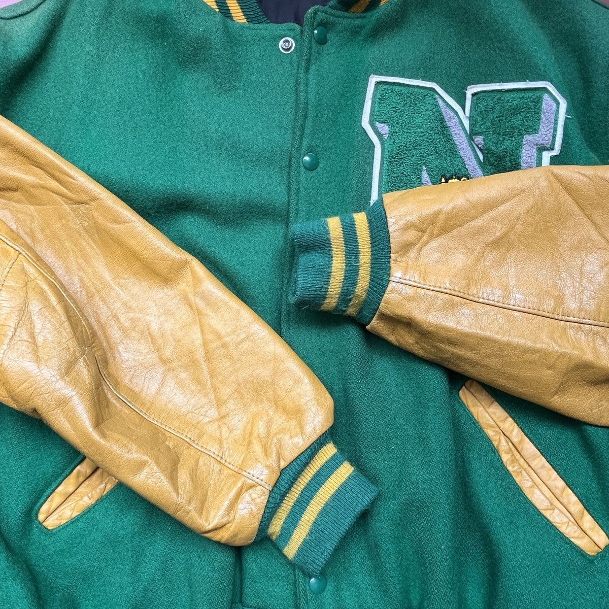 Delong VINTAGE DELONG DISTRESSED VARSITY LEATHER JACKET VAN FLEEREN Size US XXL / EU 58 / 5 - 16 Thumbnail