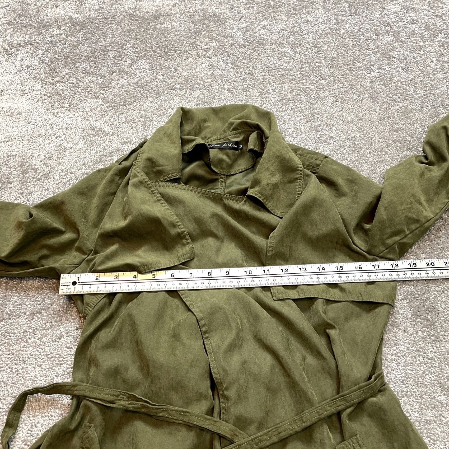 Vintage Elena Fashion Jacket Womens M Green Trench Coat Belted Soft Button Pockets Size M / US 6-8 / IT 42-44 - 4 Thumbnail