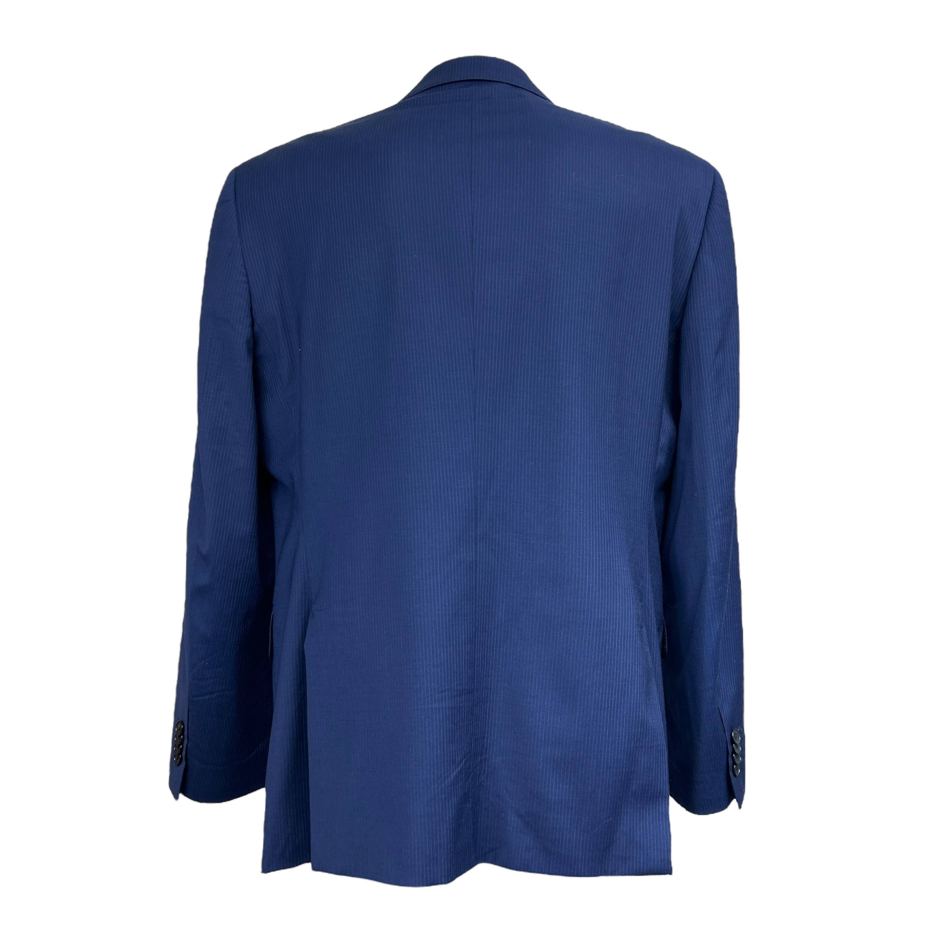 Boggi Boggi Milano Pure Wool 120s Blue Striped Regular Blazer 52 Size 46R - 2 Thumbnail
