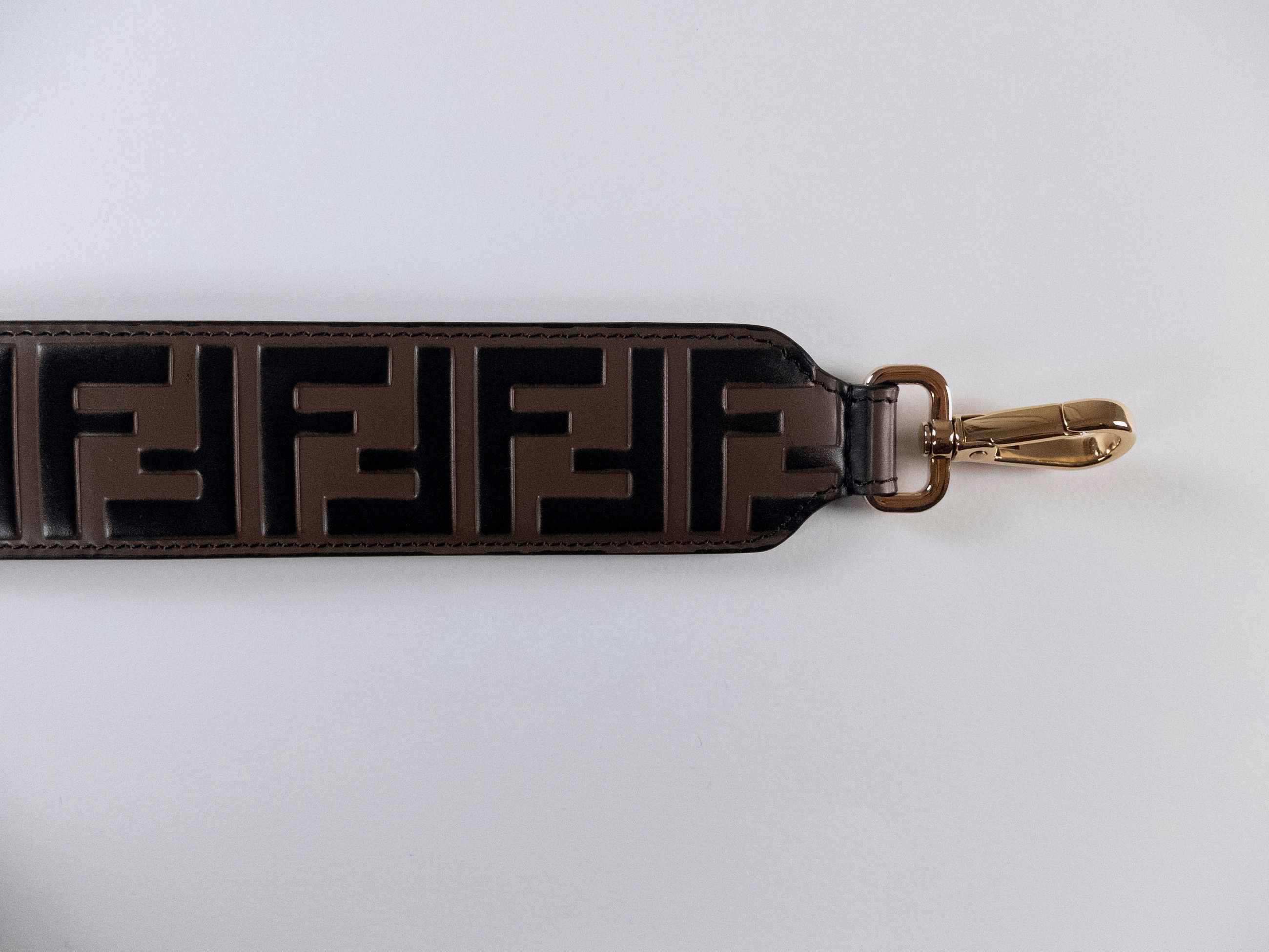 Fendi FENDI Strap You brown & black FF logo leather bag strap Size ONE SIZE - 5 Thumbnail