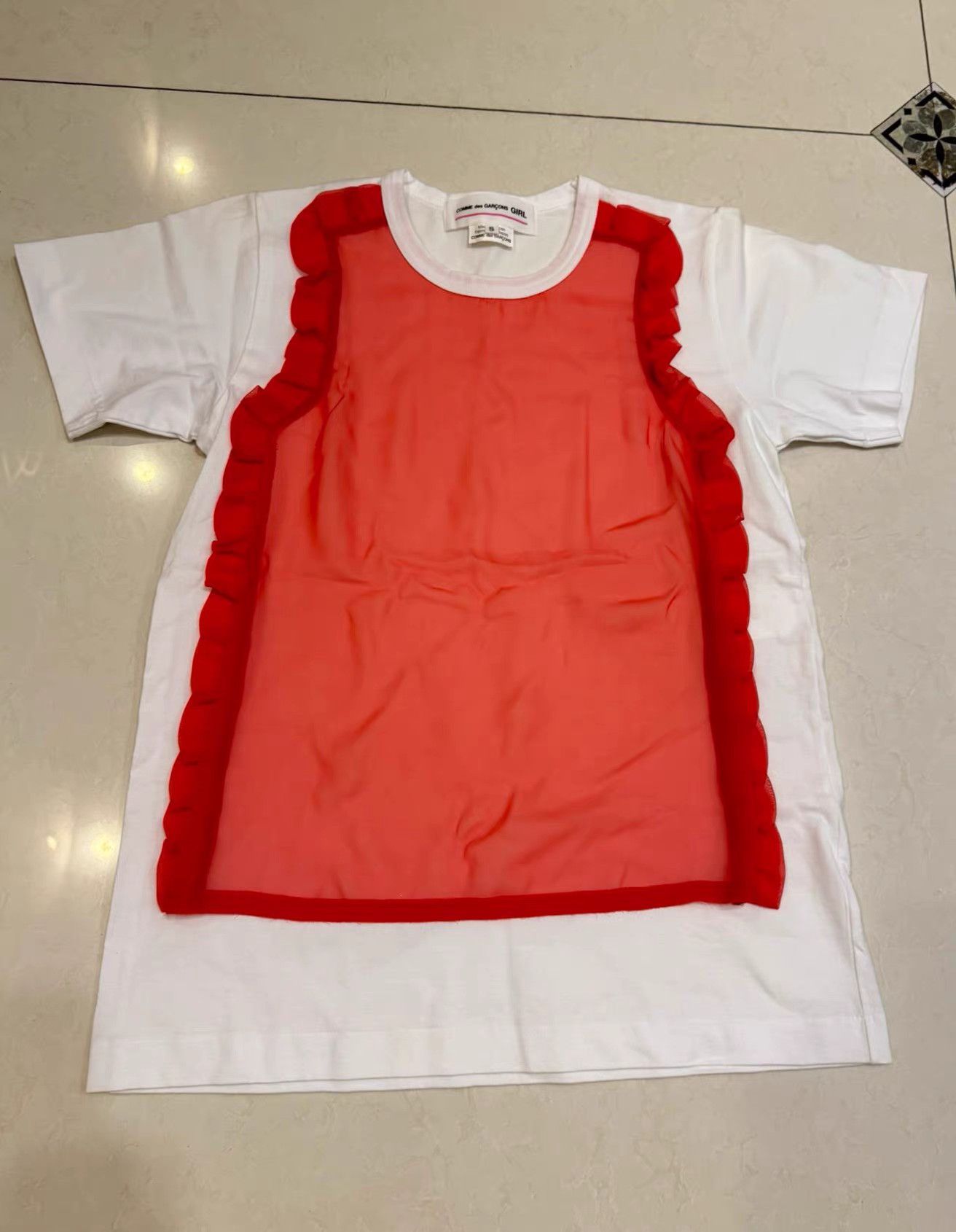 Comme des Garcons comme des garcons GIRL Mesh Panel Ruffle Cotton T-shirt K3 Size US S / EU 44-46 / 1 - 1 Thumbnail