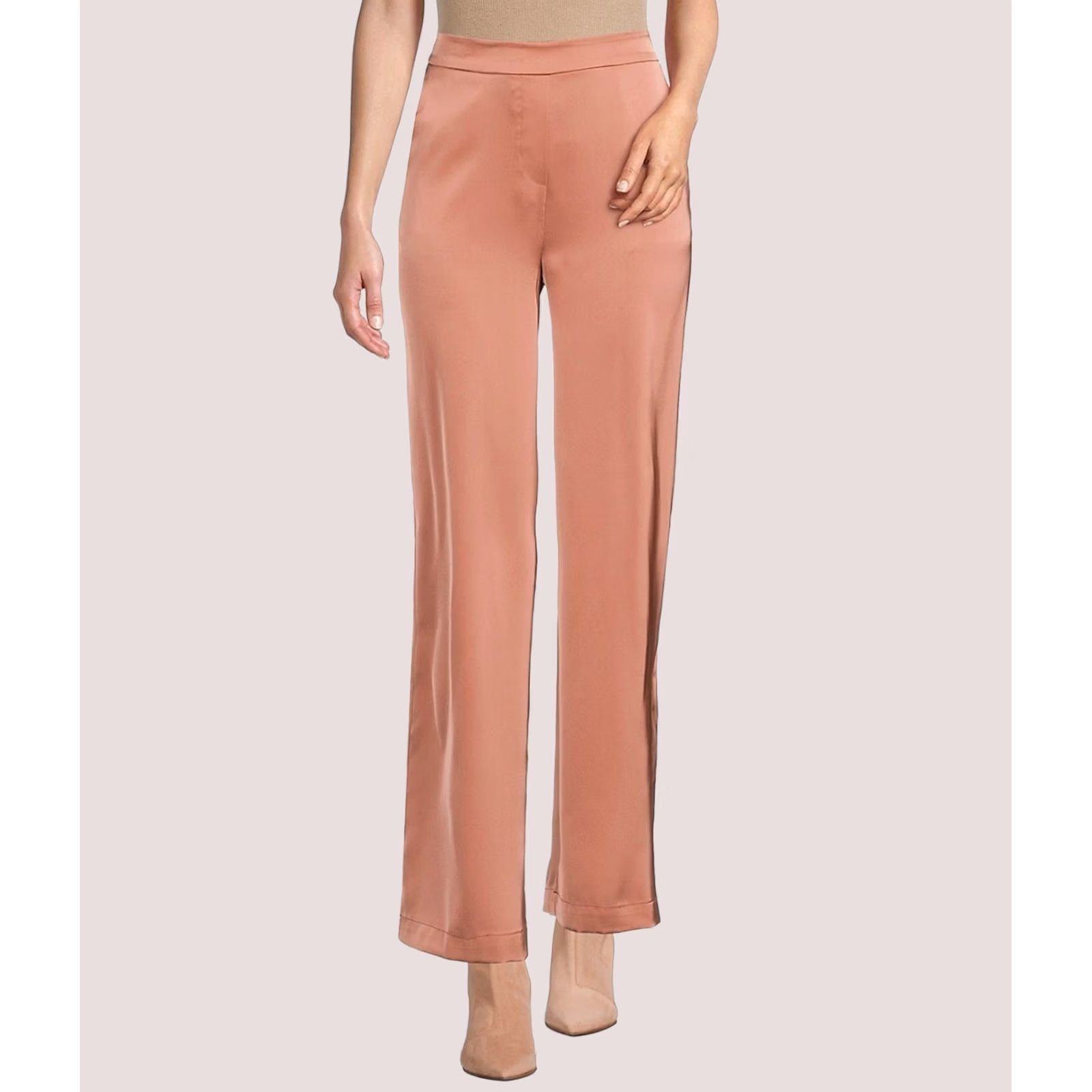 Calvin Klein Calvin Klein Womens Satin Pull On Wide Leg Culottes Relaxed Dress Pants pink L Size 36" / US 14 / IT 50 - 1 Thumbnail